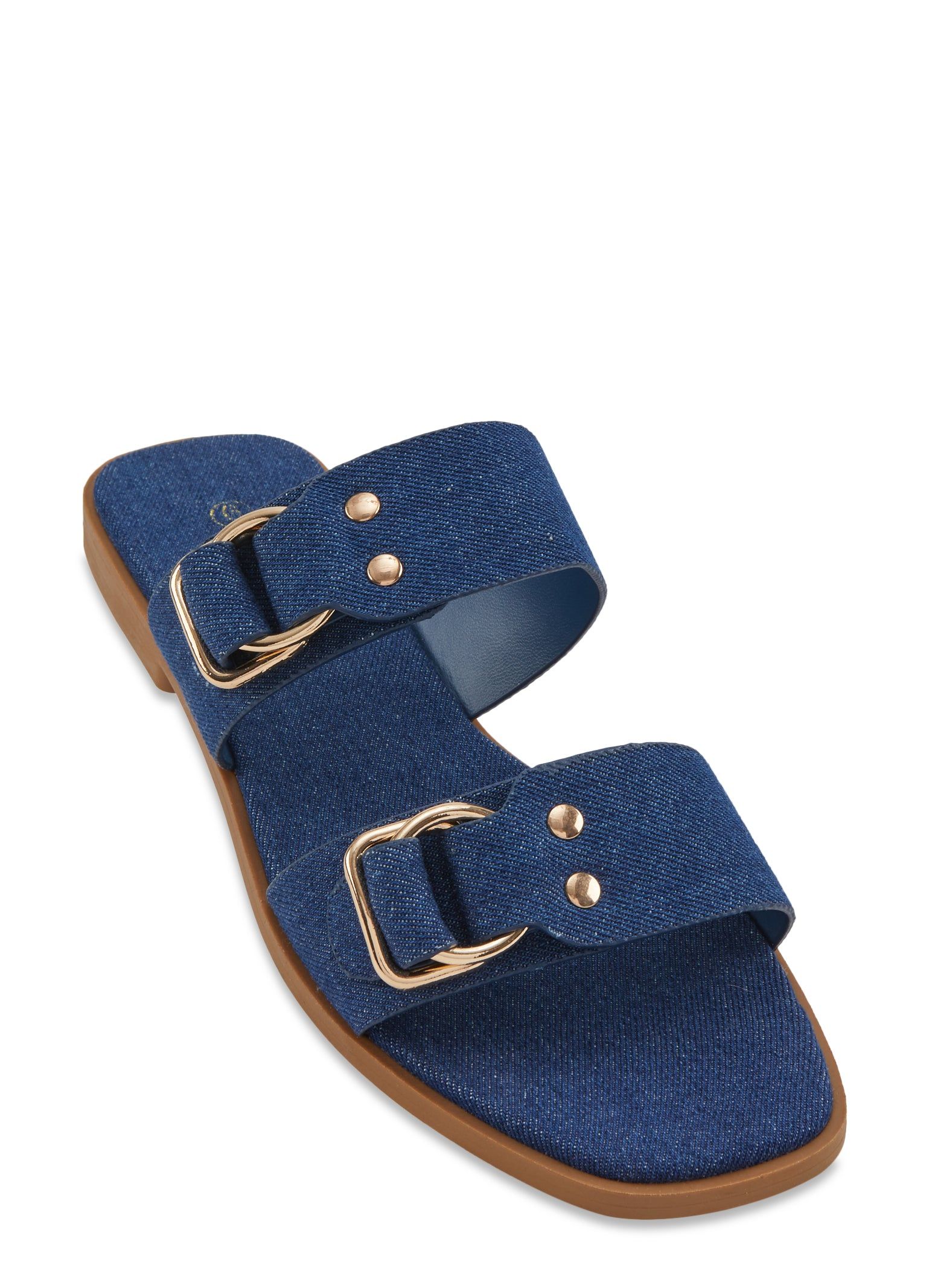 Double Buckle Band Slide Sandals sold by Rainbow