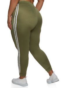 Plus Size High Waist Varsity Stripe Joggers sold by Rainbow