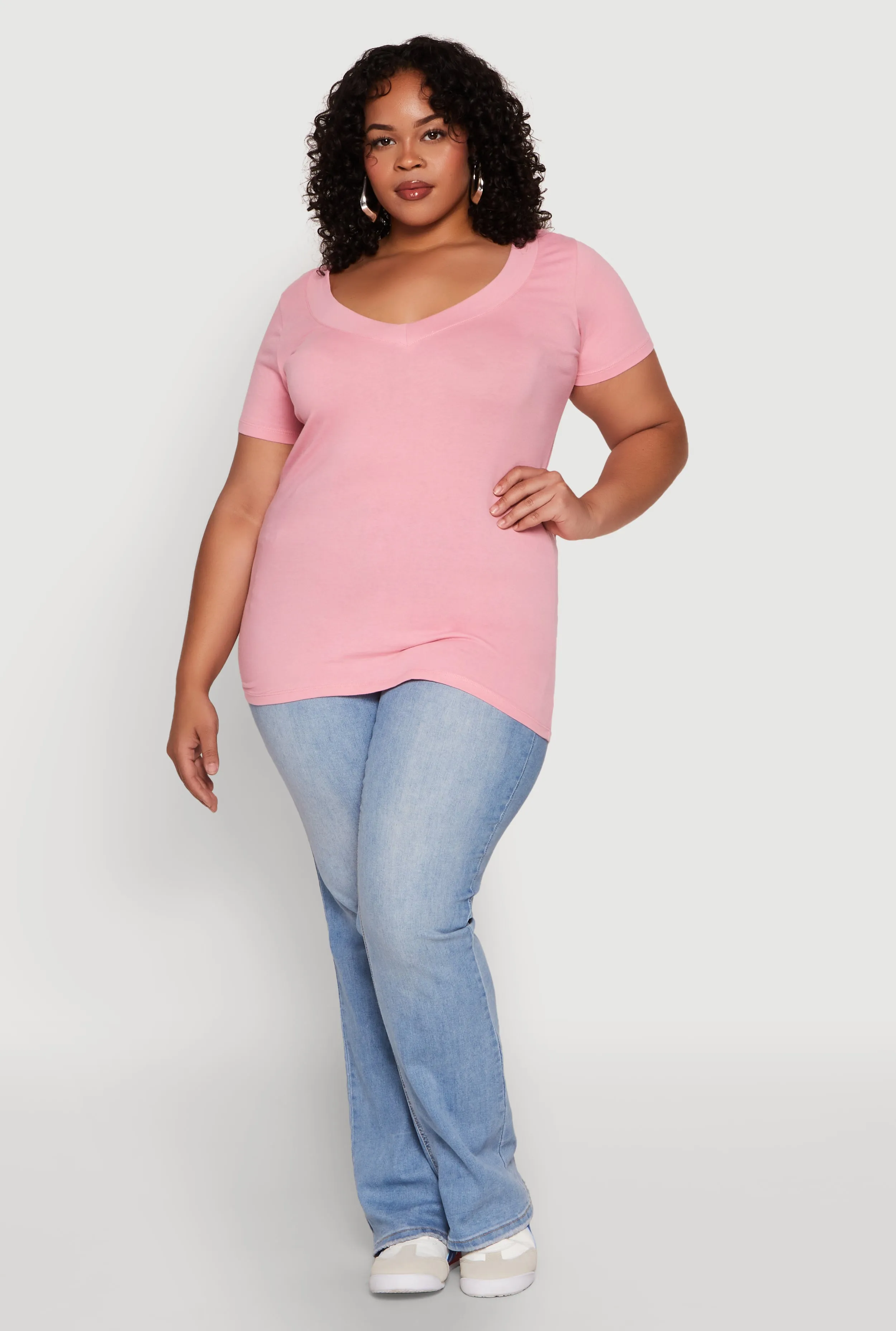 Plus Size V Neck Short Sleeve Tee sold by Rainbow product image thumbnail 3