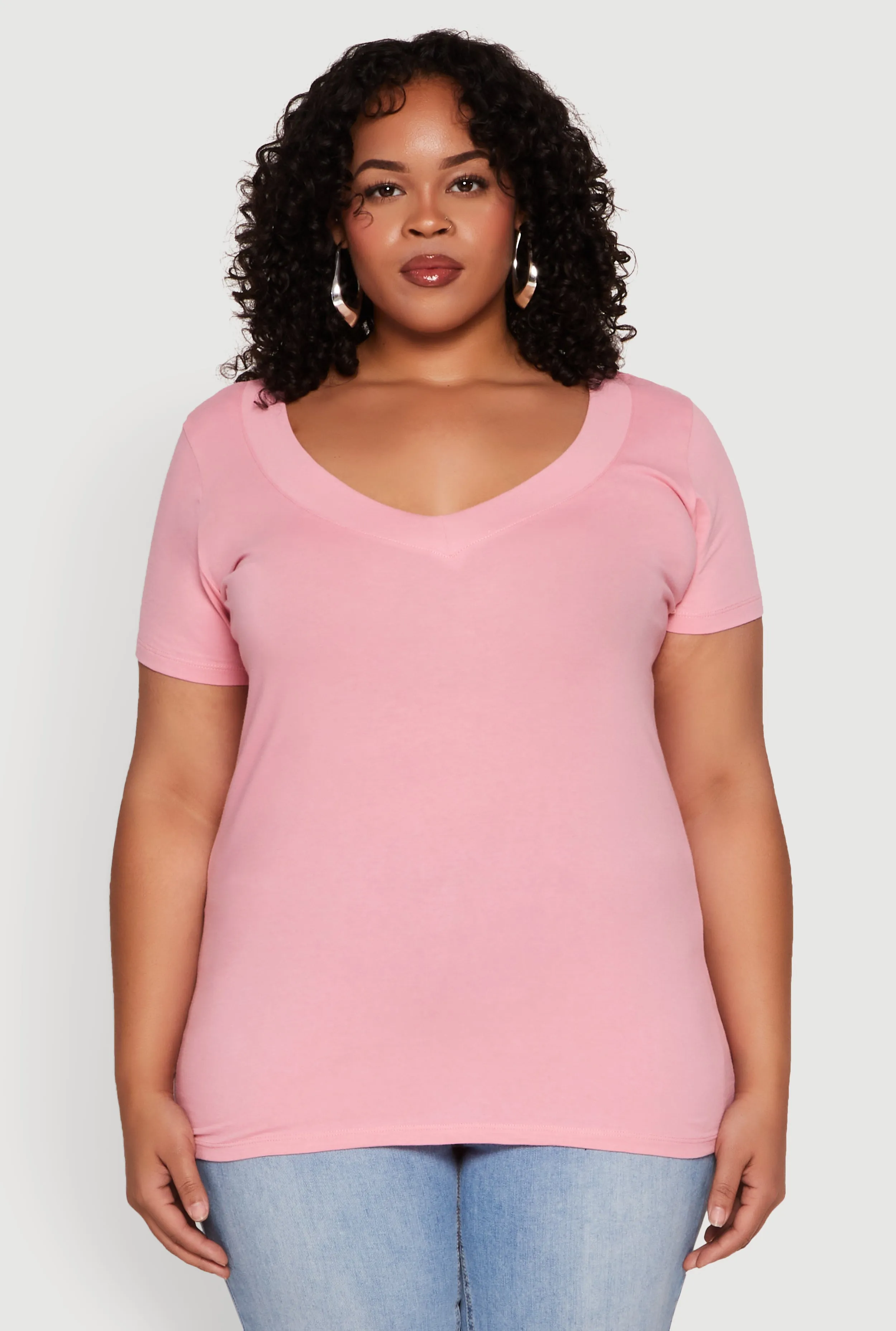 Plus Size V Neck Short Sleeve Tee sold by Rainbow product image thumbnail 2