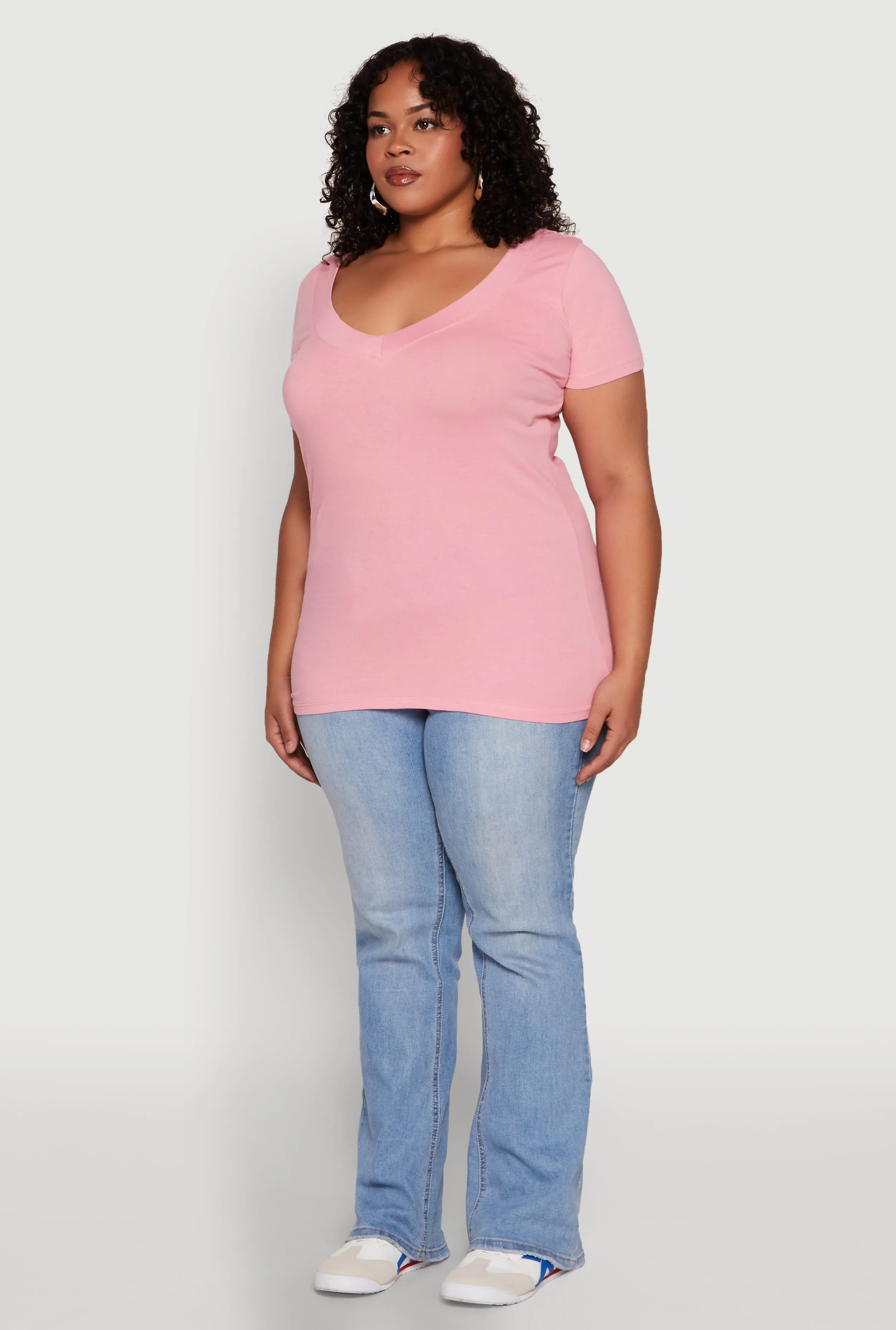 Plus Size V Neck Short Sleeve Tee sold by Rainbow product image thumbnail 5