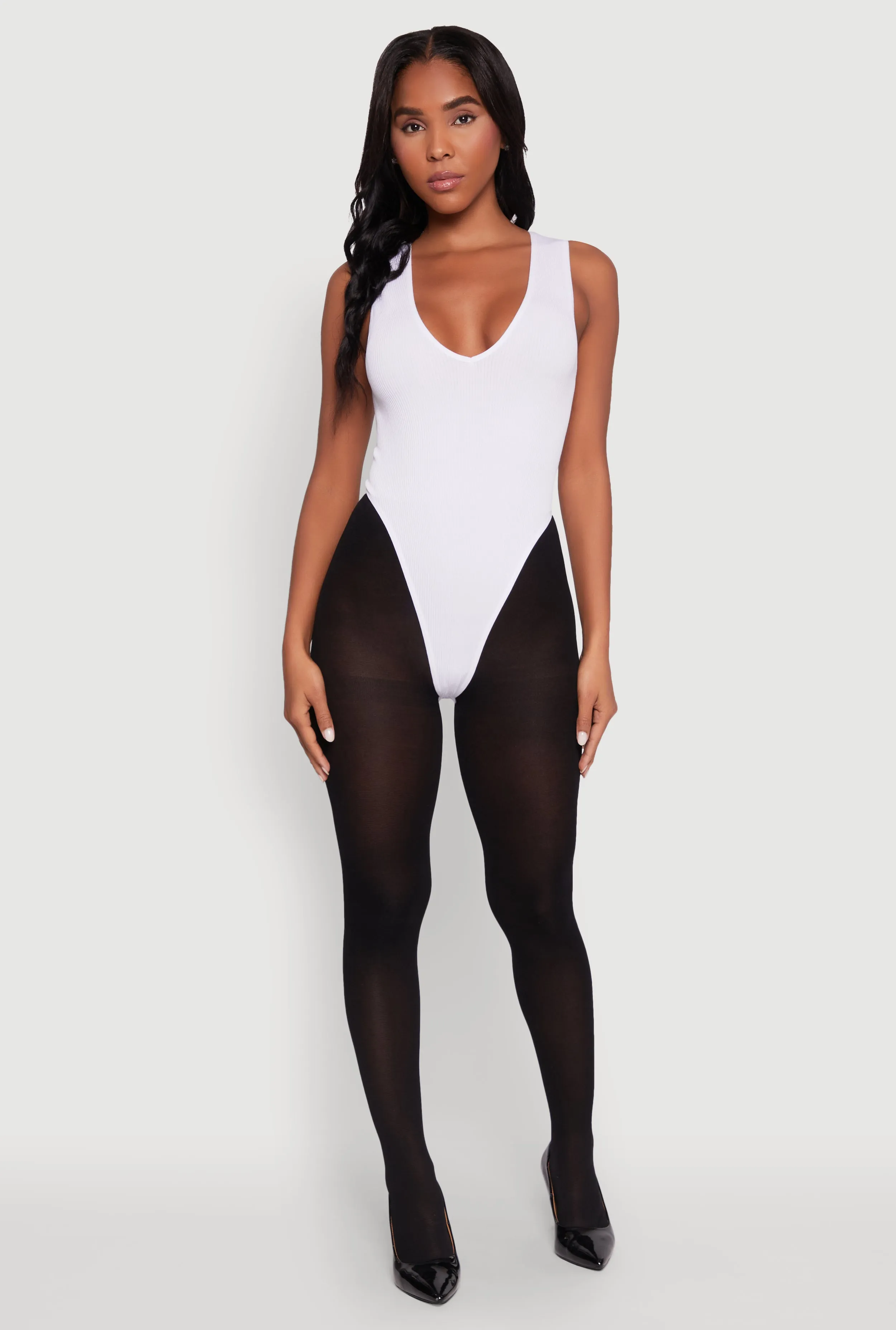 Seamless V Neck Thong Bodysuit sold by Rainbow product image thumbnail 3