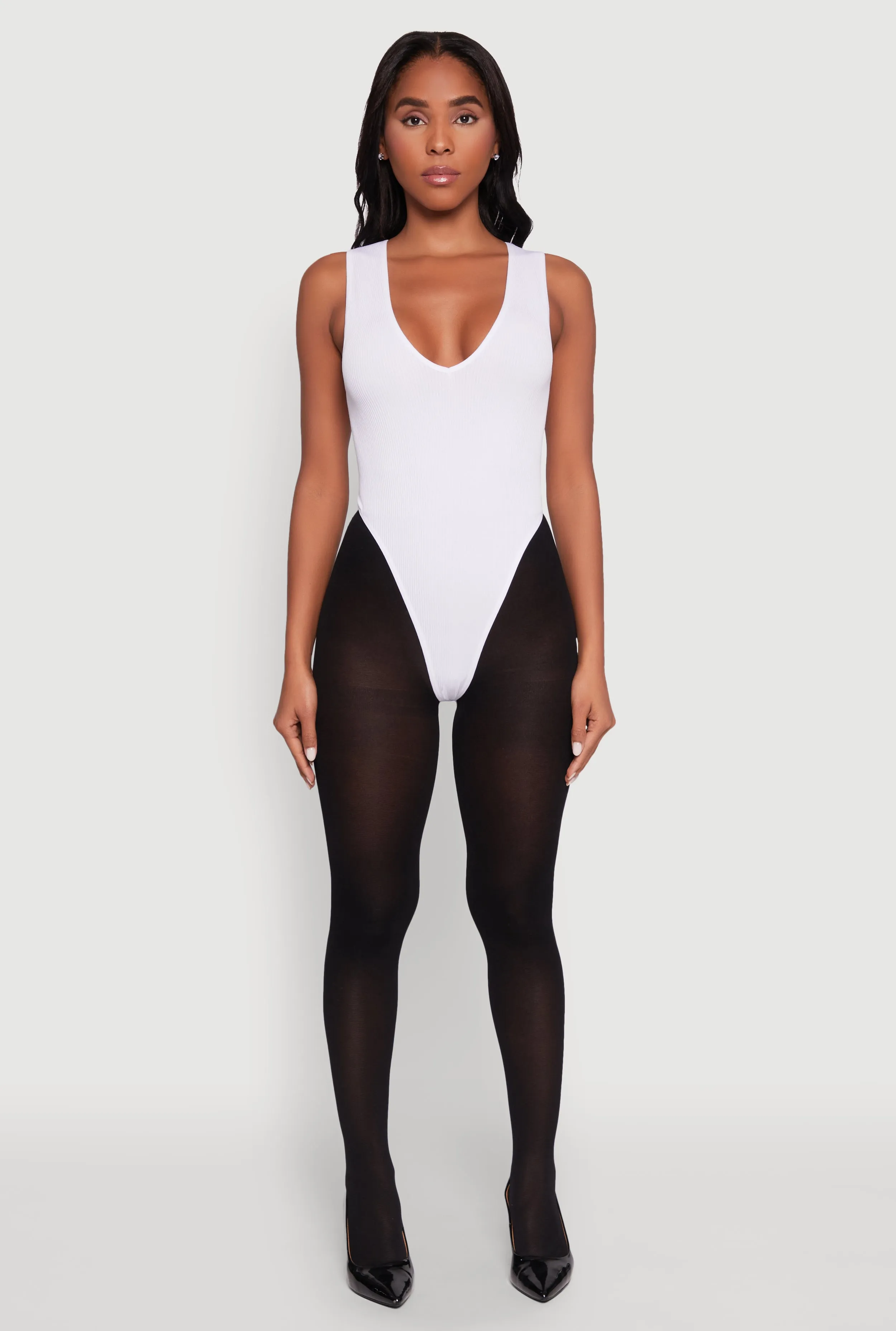 Seamless V Neck Thong Bodysuit sold by Rainbow