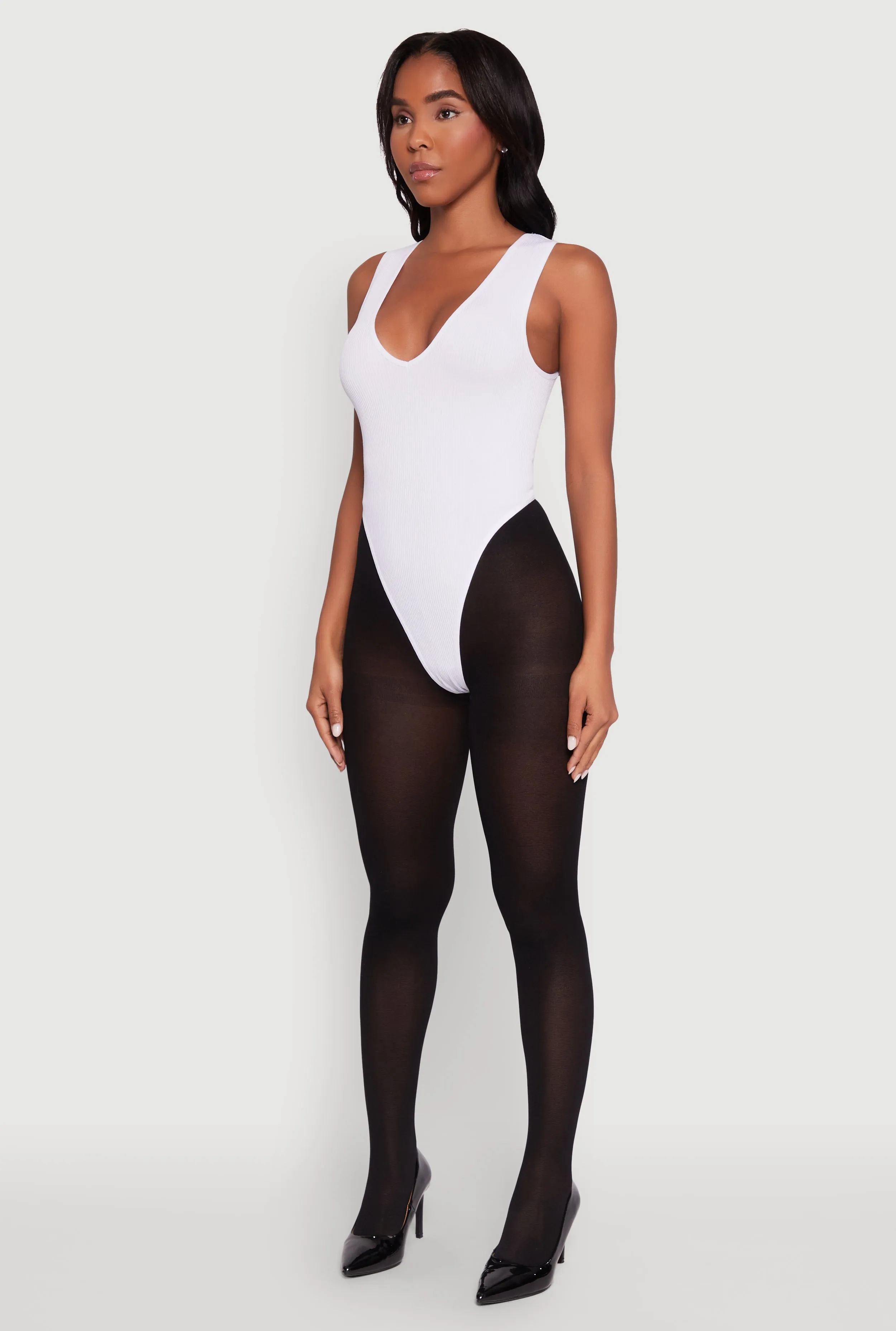 Seamless V Neck Thong Bodysuit sold by Rainbow product image thumbnail 5