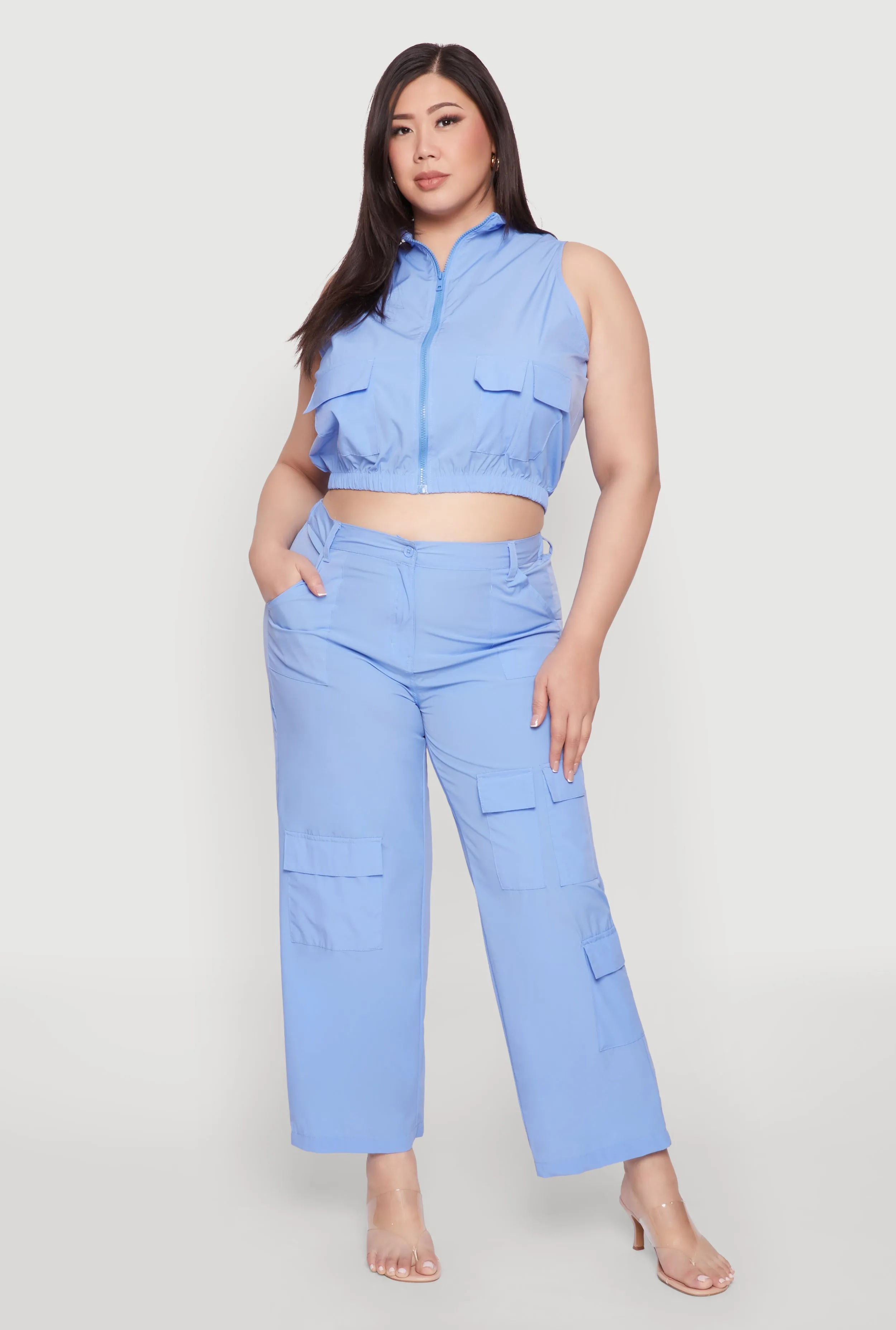 Plus Size Sleeveless Utility Zip Front Top sold by Rainbow product image thumbnail 3