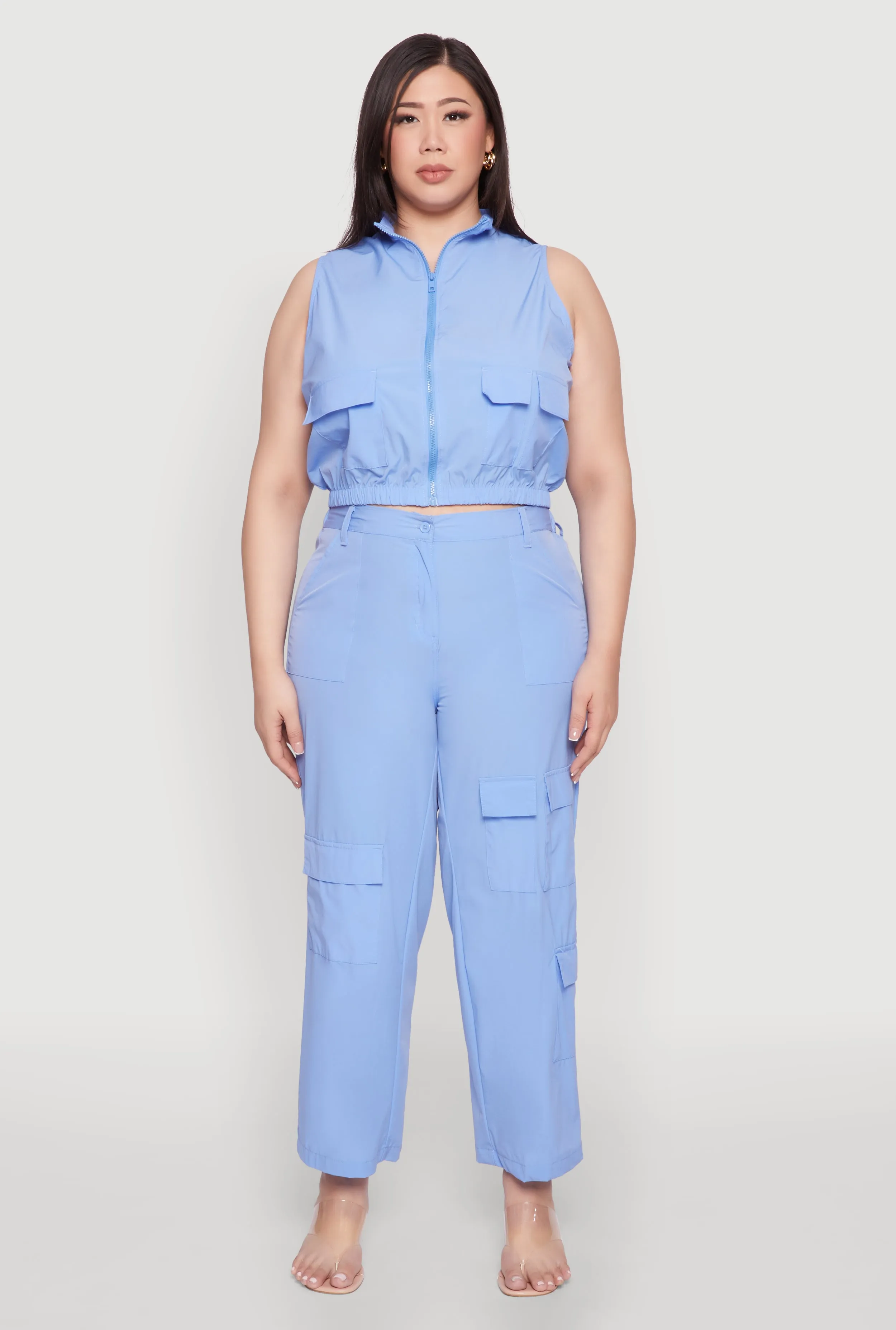 Plus Size Sleeveless Utility Zip Front Top sold by Rainbow product image thumbnail 2