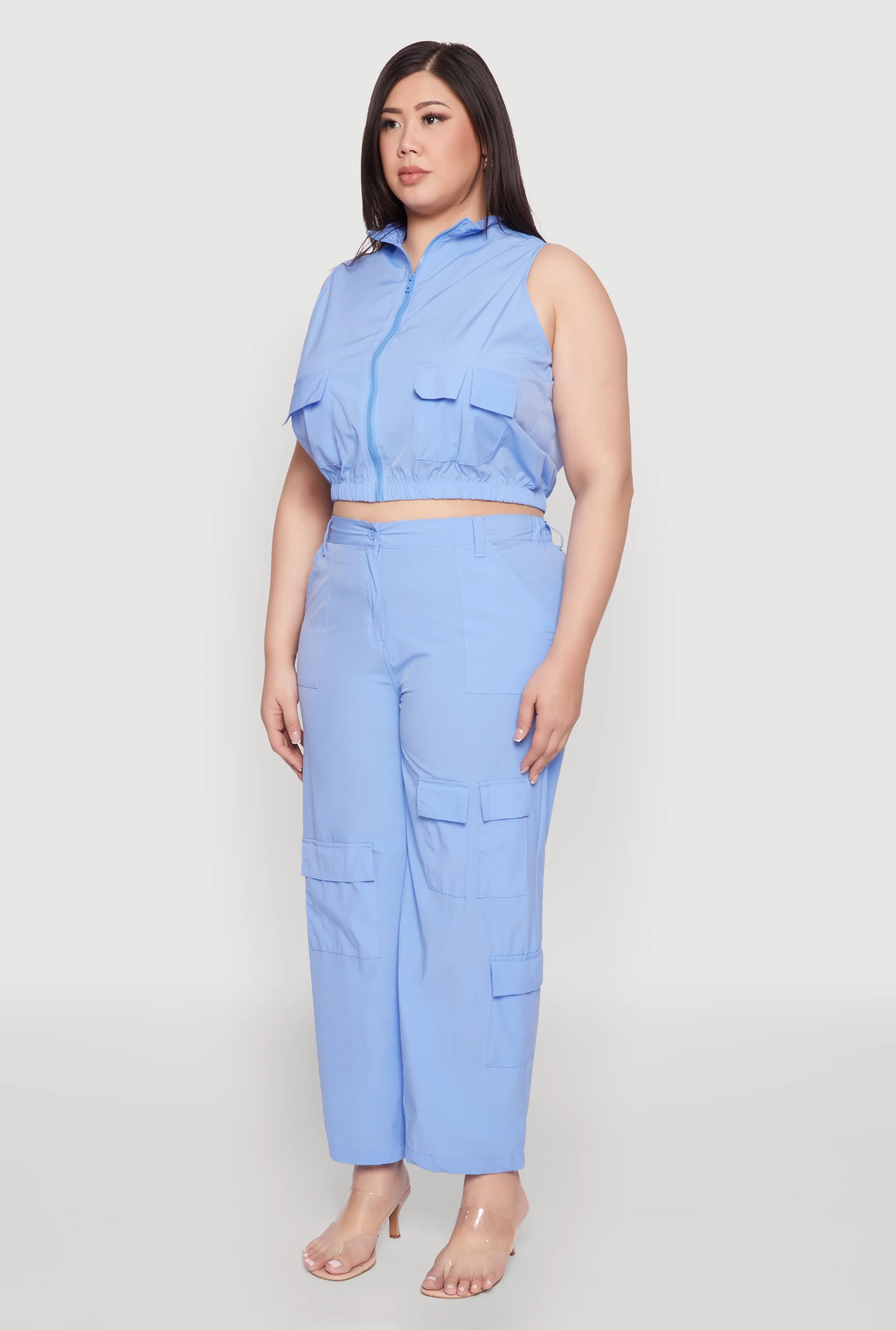 Plus Size Sleeveless Utility Zip Front Top sold by Rainbow product image thumbnail 5