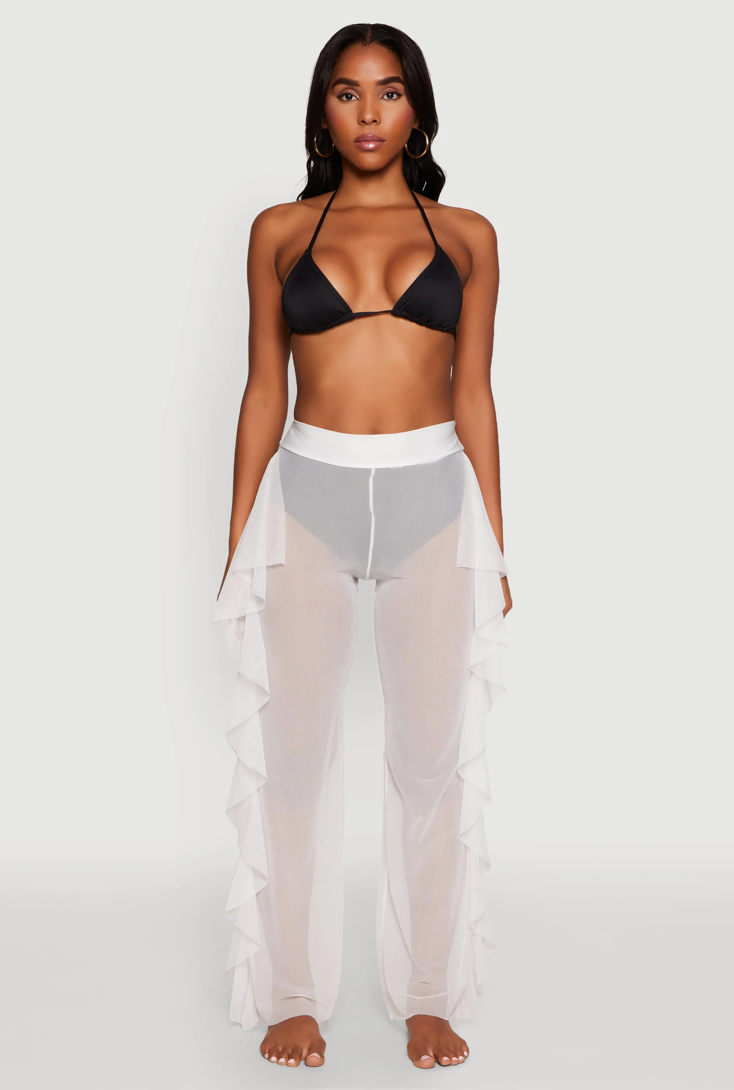 Ruffle Trim High Waisted Cover Up Pants sold by Rainbow product image thumbnail 2