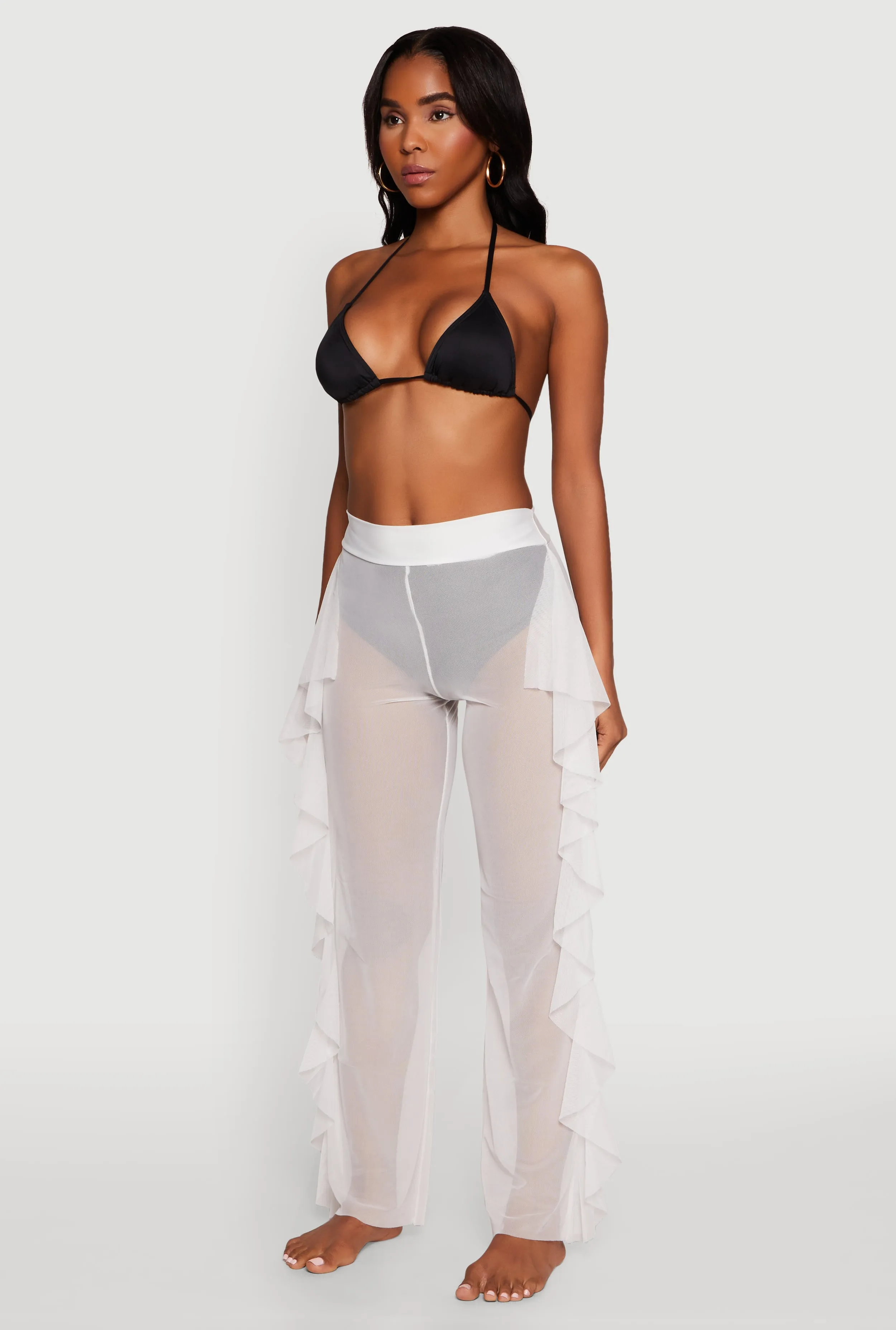 Ruffle Trim High Waisted Cover Up Pants sold by Rainbow product image thumbnail 3