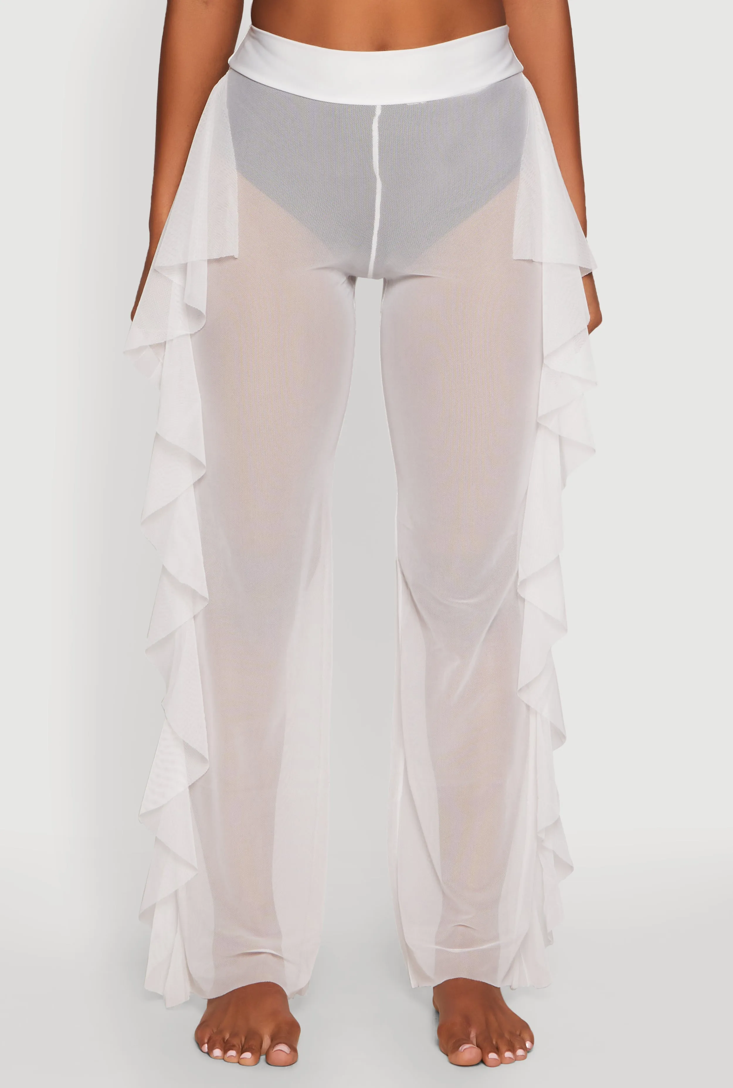 Ruffle Trim High Waisted Cover Up Pants sold by Rainbow product image thumbnail 5