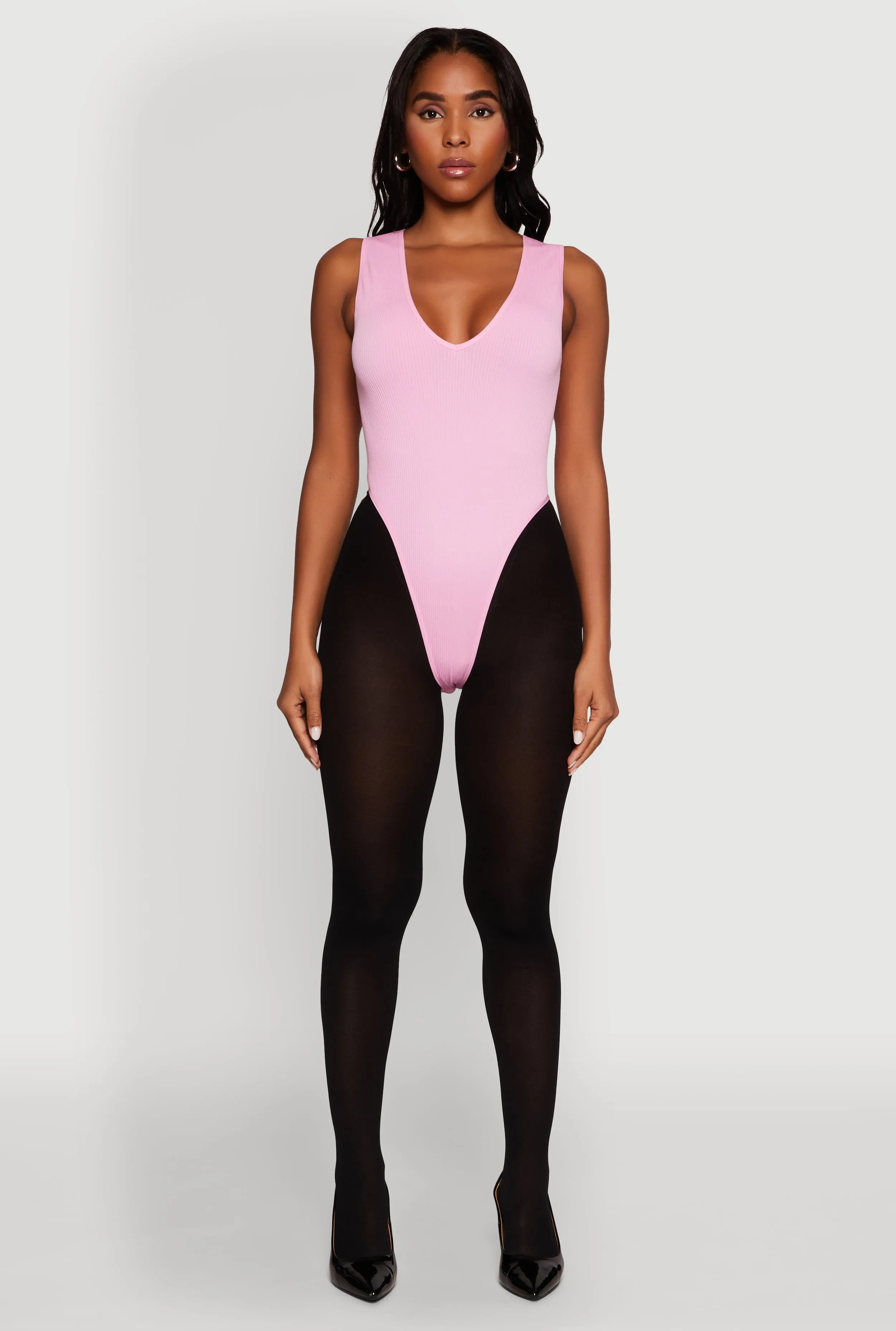 Seamless V Neck Thong Bodysuit sold by Rainbow product image thumbnail 3