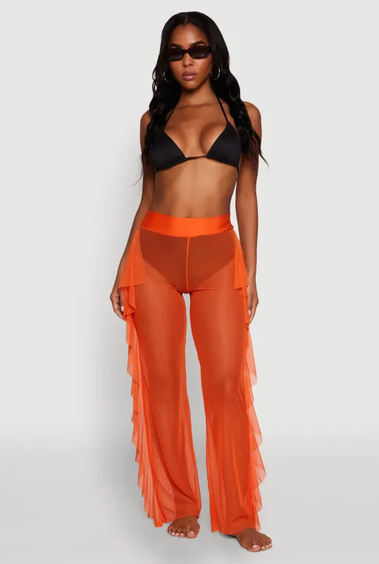 Ruffle Trim High Waisted Cover Up Pants sold by Rainbow