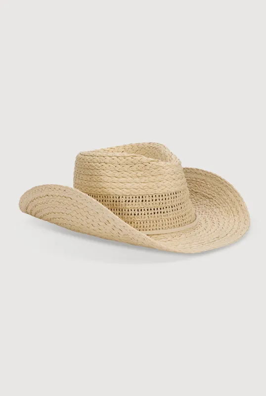 Beaded Toggle Drawstring Straw Cowboy Hat sold by Rainbow