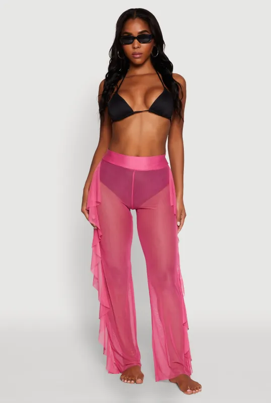 Ruffle Trim High Waisted Cover Up Pants sold by Rainbow