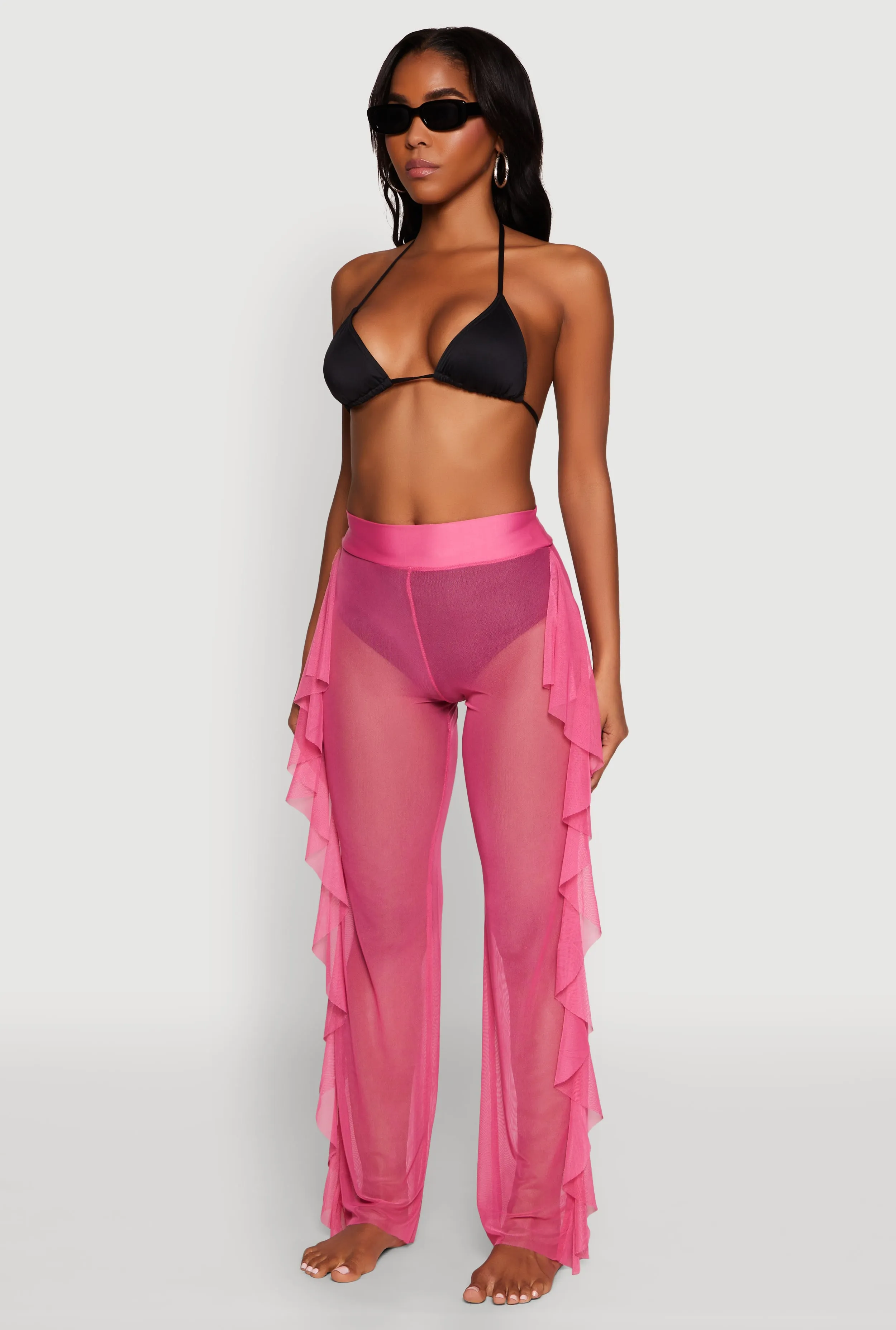 Ruffle Trim High Waisted Cover Up Pants sold by Rainbow product image thumbnail 3