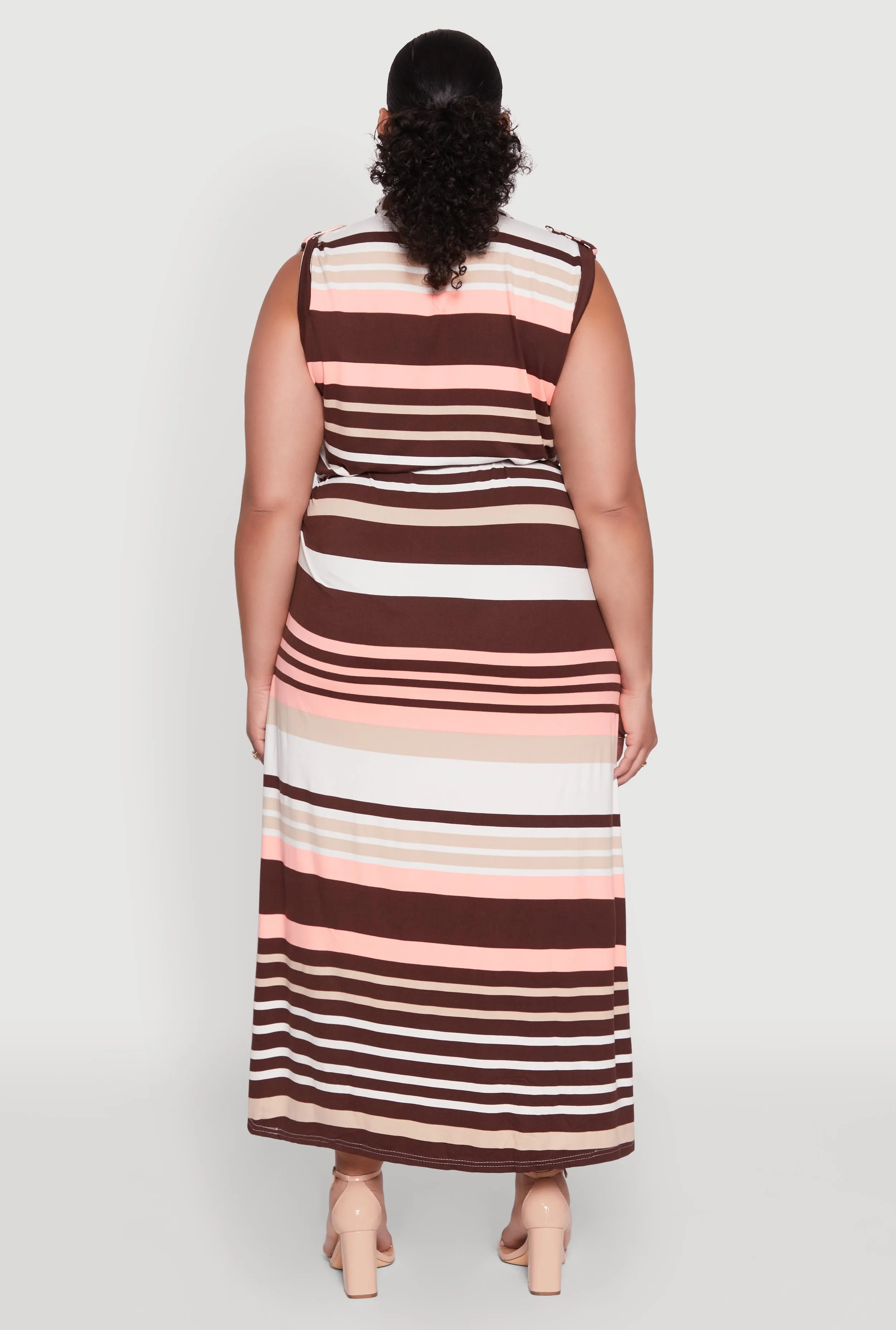 Plus Size Striped Tie Waist Shirt Dress sold by Rainbow product image thumbnail 5