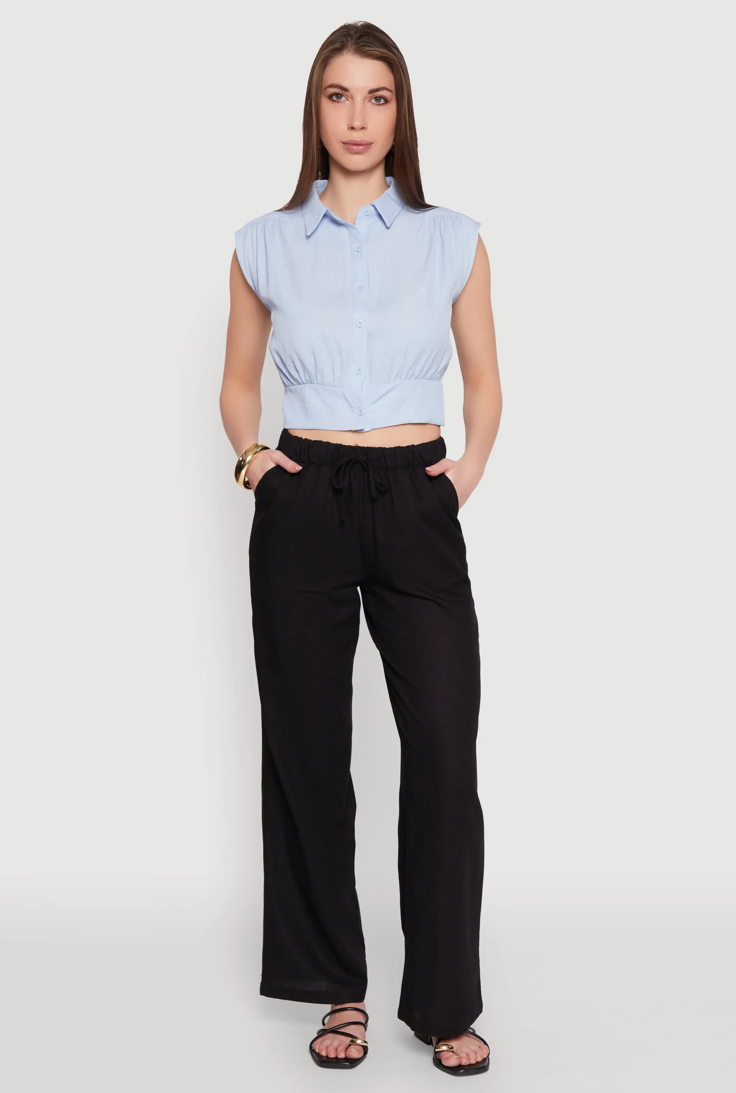 Linen Drawstring Waist Pants sold by Rainbow