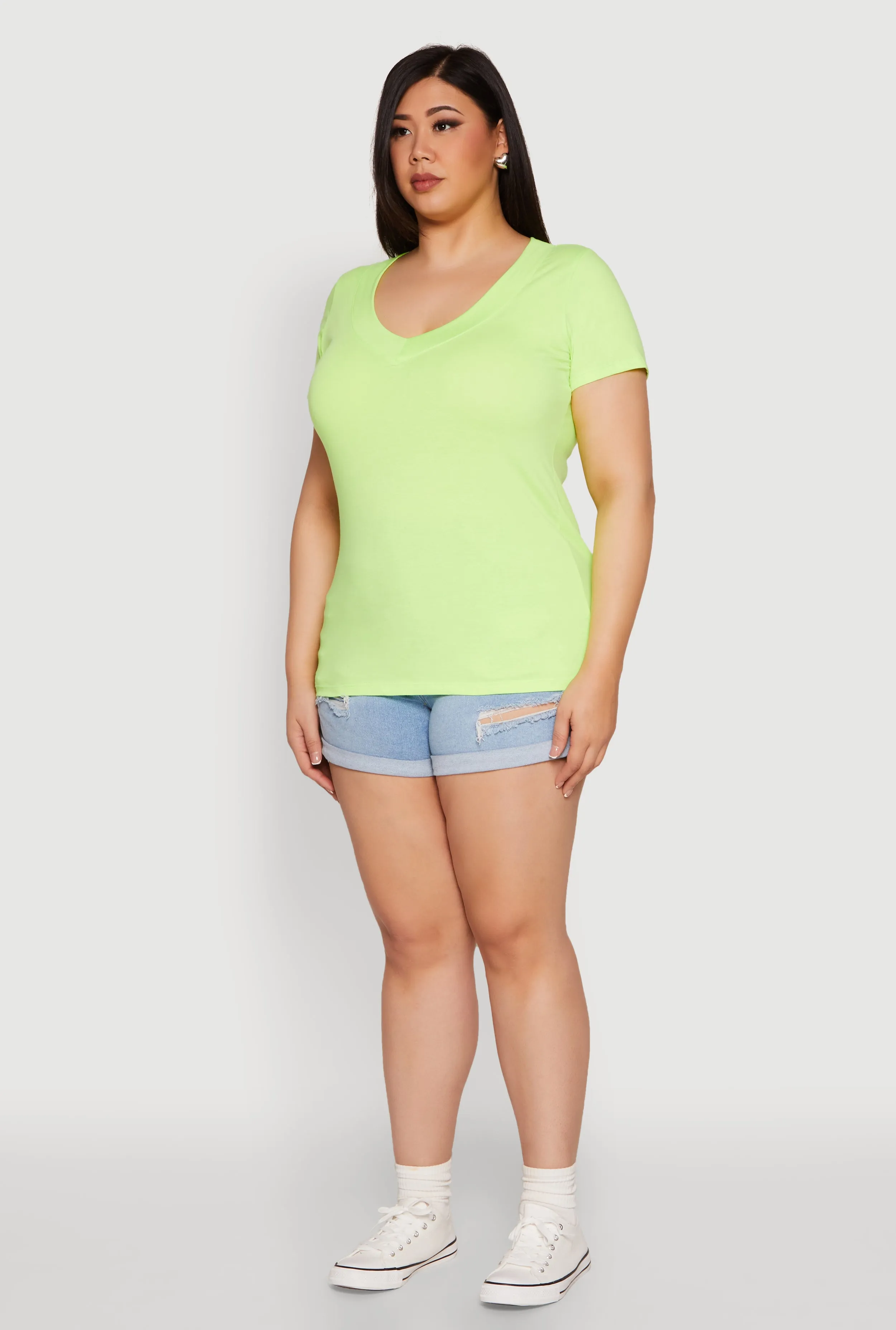 Plus Size V Neck Short Sleeve Tee sold by Rainbow product image thumbnail 5