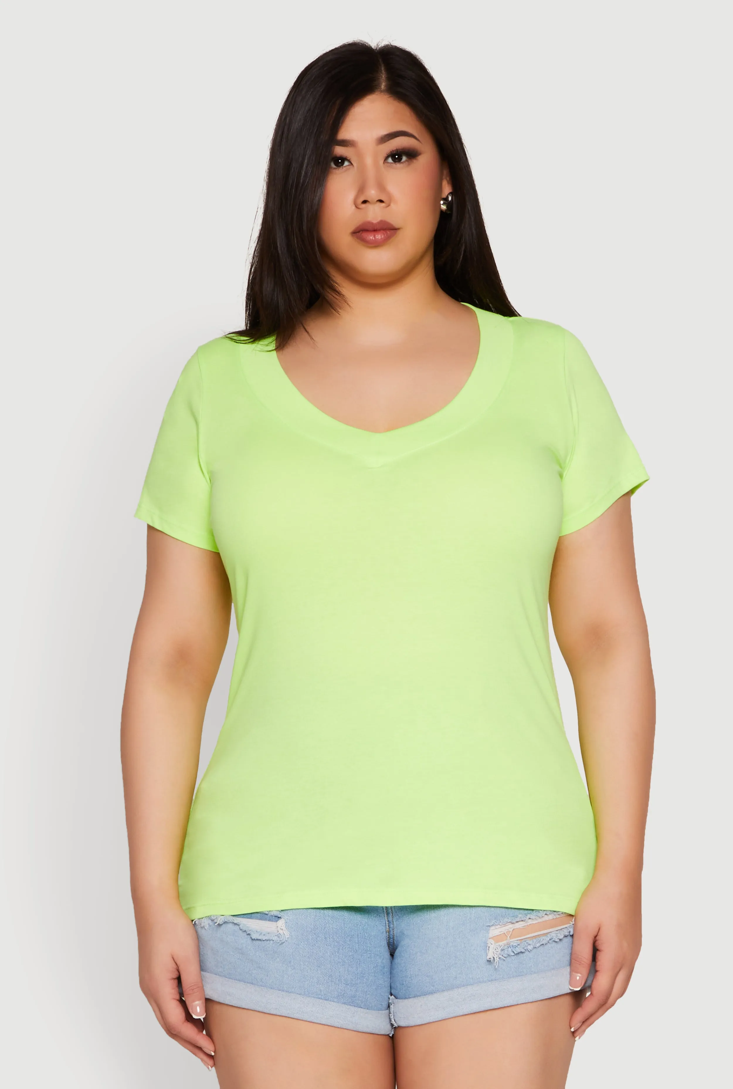 Plus Size V Neck Short Sleeve Tee sold by Rainbow product image thumbnail 2
