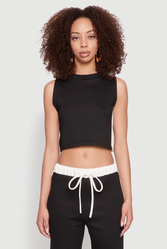 Side Contrast Cropped Tank Top sold by Rainbow