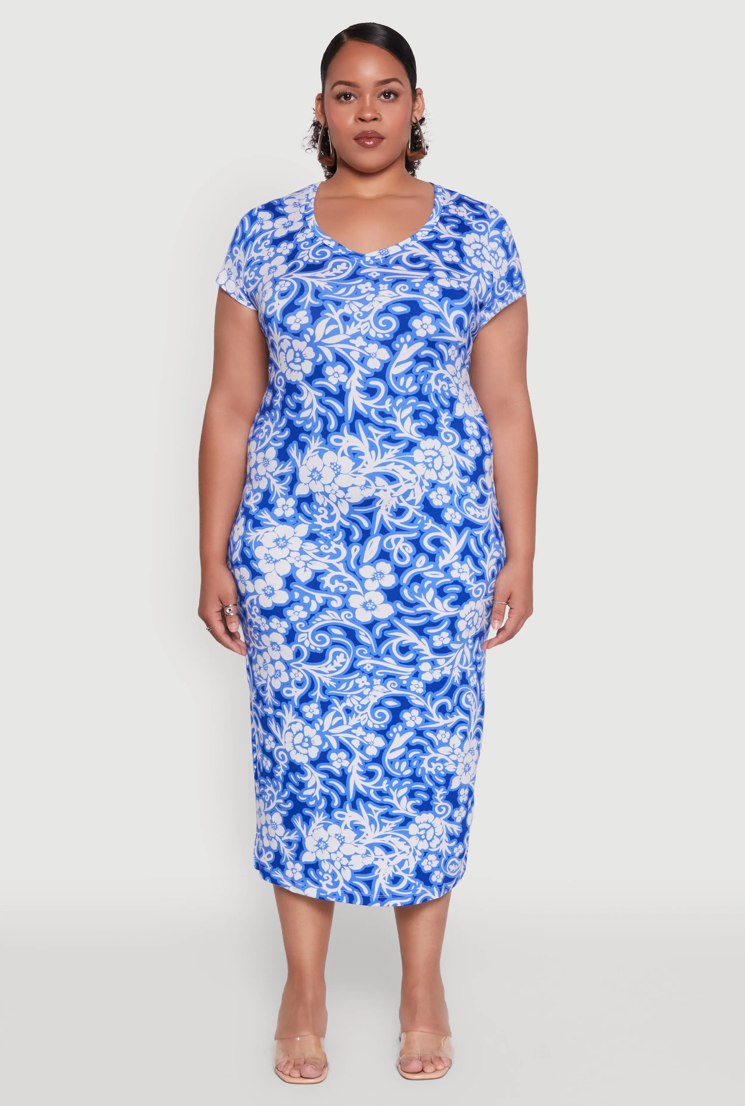 Plus Size Laser Cut Back Floral Patterned Dress sold by Rainbow product image thumbnail 2