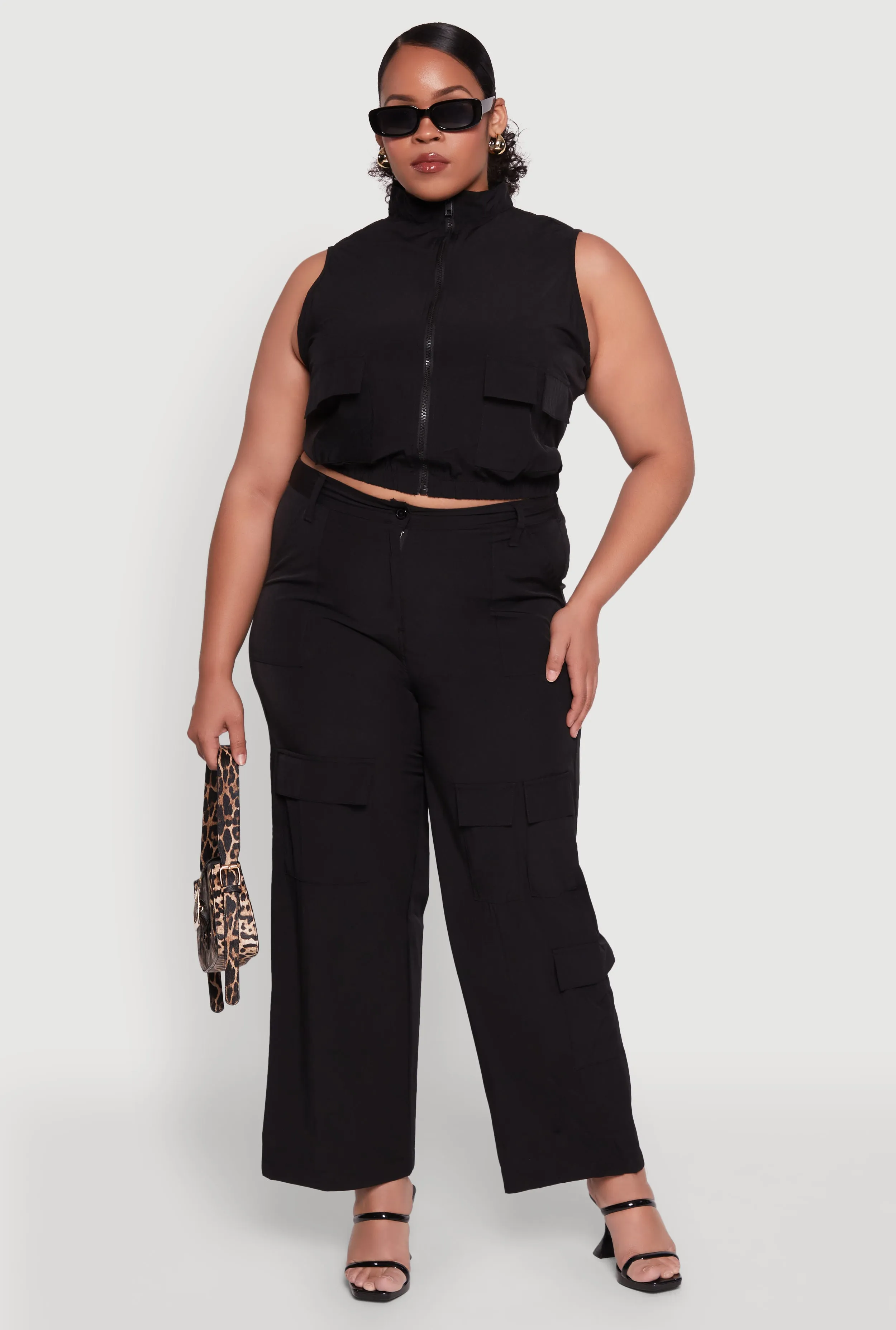 Plus Size Sleeveless Utility Zip Front Top sold by Rainbow product image thumbnail 2