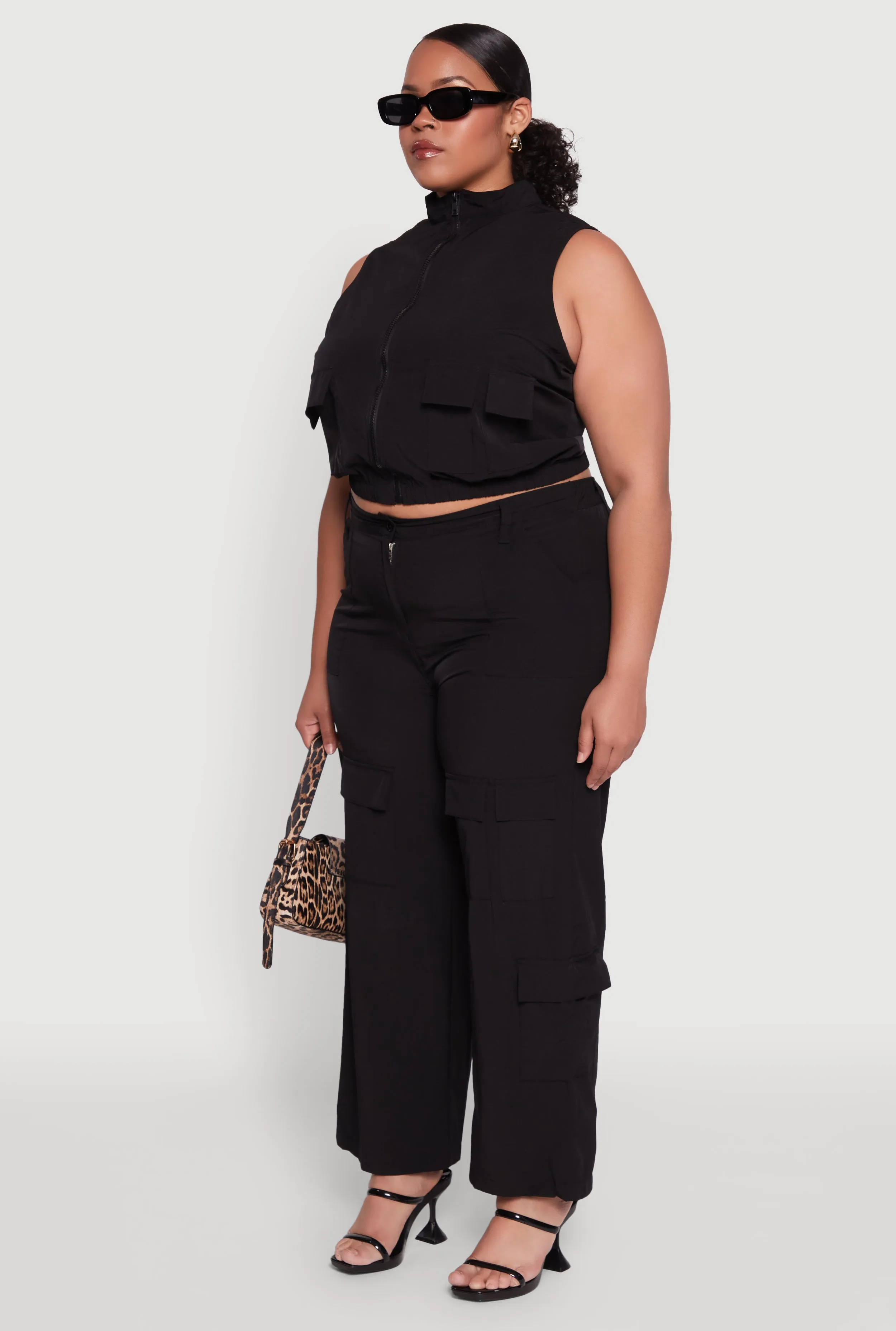 Plus Size Sleeveless Utility Zip Front Top sold by Rainbow product image thumbnail 5