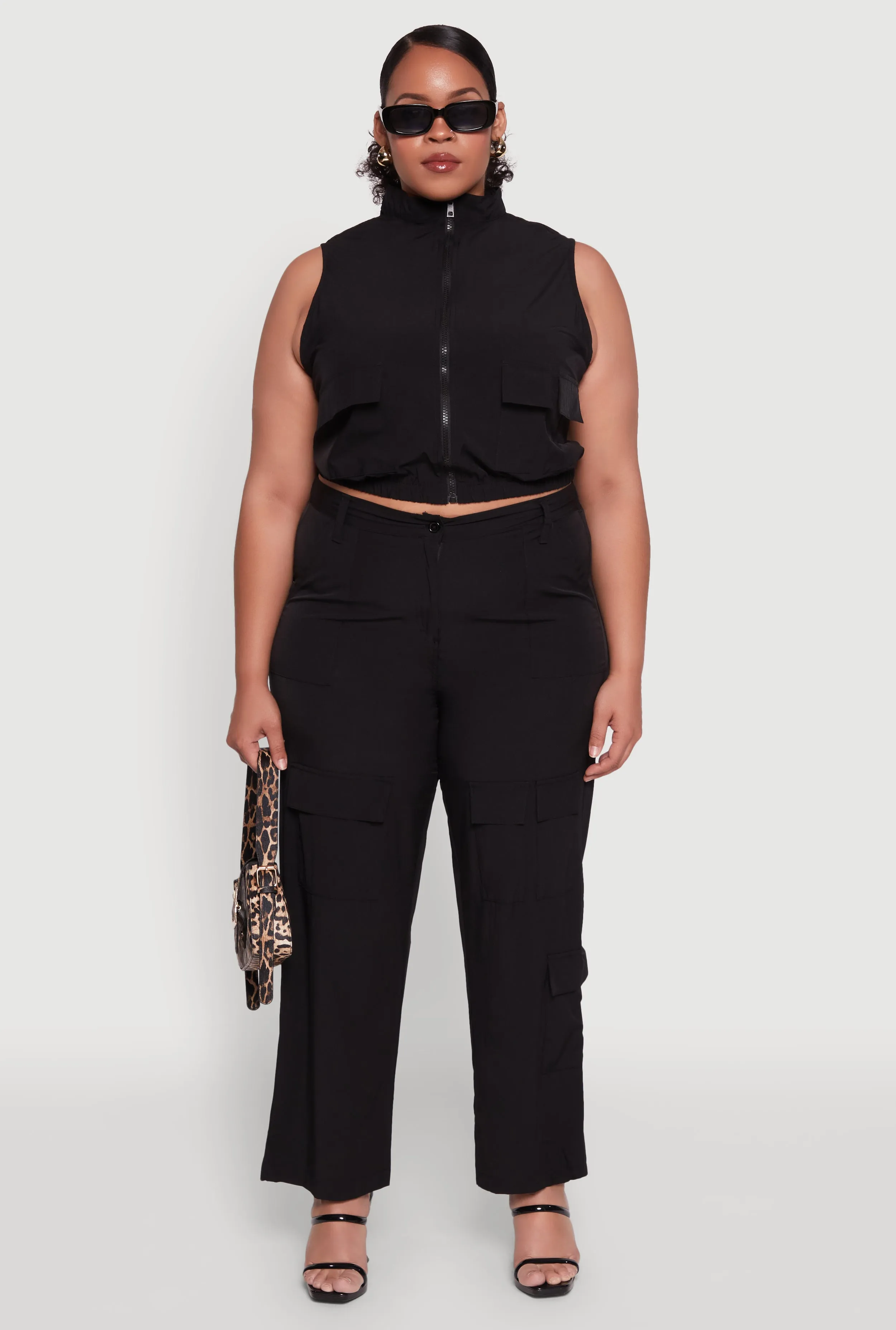 Plus Size Sleeveless Utility Zip Front Top sold by Rainbow product image thumbnail 3