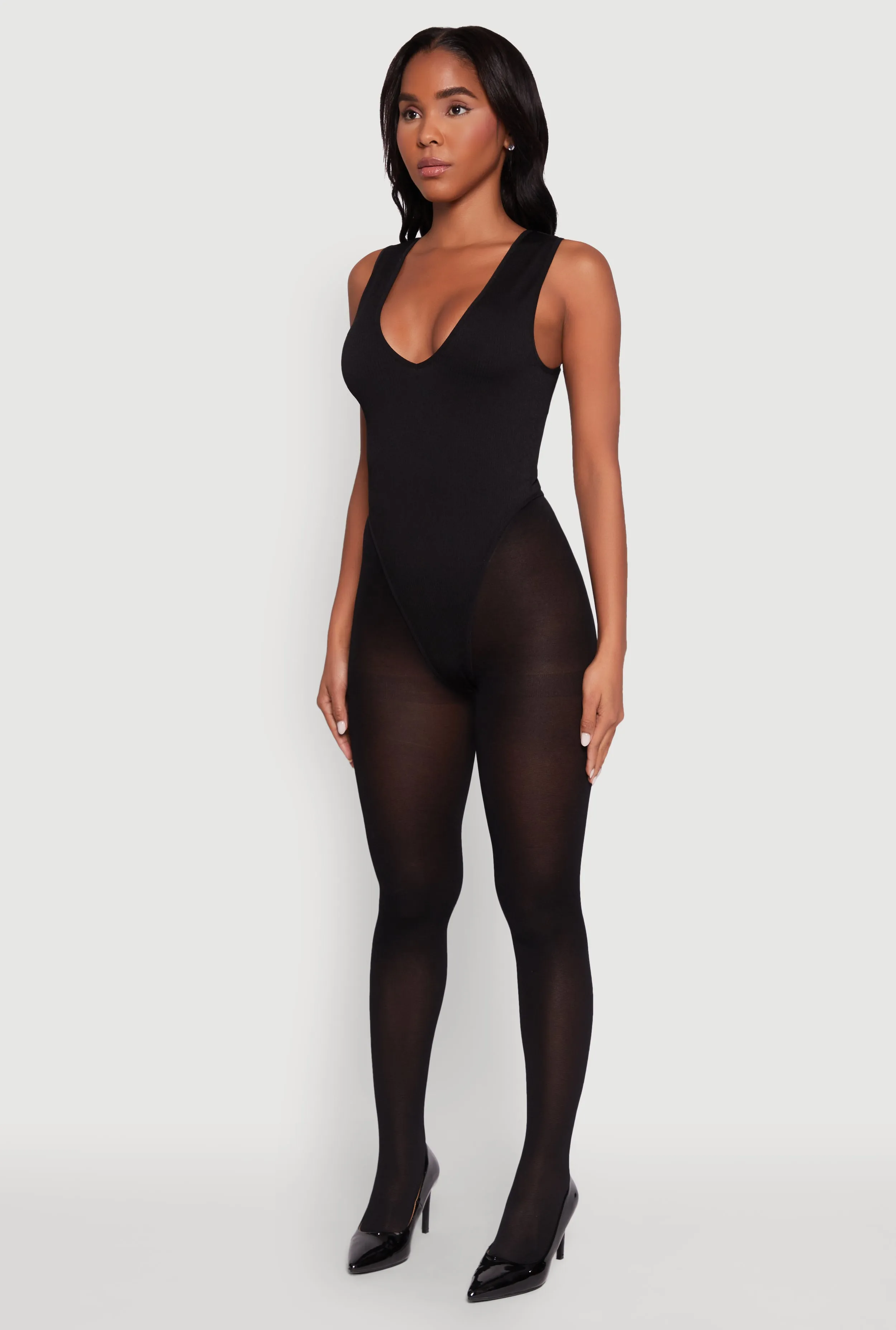 Seamless V Neck Thong Bodysuit sold by Rainbow product image thumbnail 5