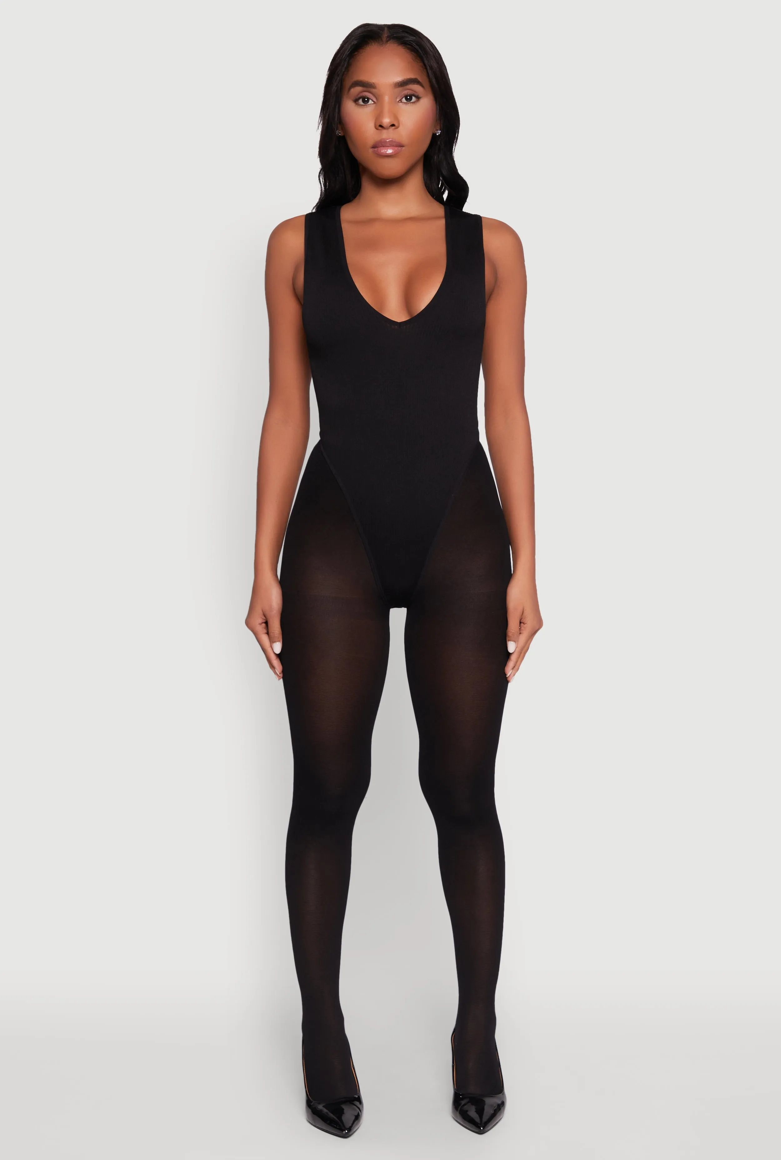 Seamless V Neck Thong Bodysuit sold by Rainbow product image thumbnail 3