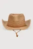 Beaded Toggle Drawstring Straw Cowboy Hat sold by Rainbow