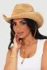 Beaded Toggle Drawstring Straw Cowboy Hat sold by Rainbow