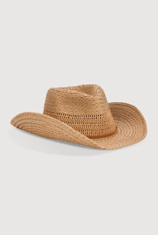 Beaded Toggle Drawstring Straw Cowboy Hat sold by Rainbow