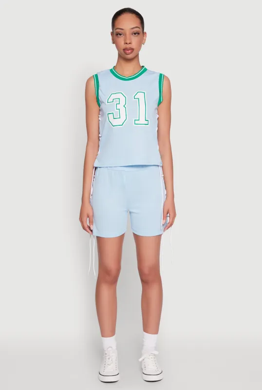 Jersey Mesh Lace Up Side Shorts sold by Rainbow