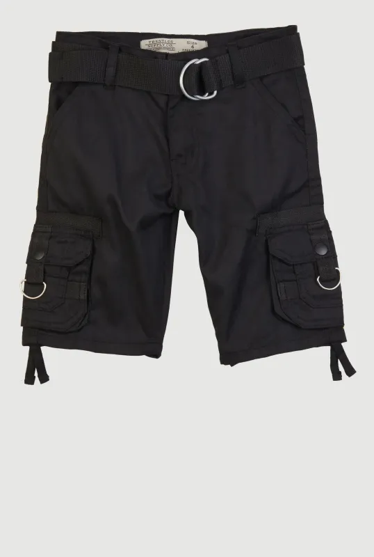 Little Boys Belted Utility Pocket Shorts sold by Rainbow