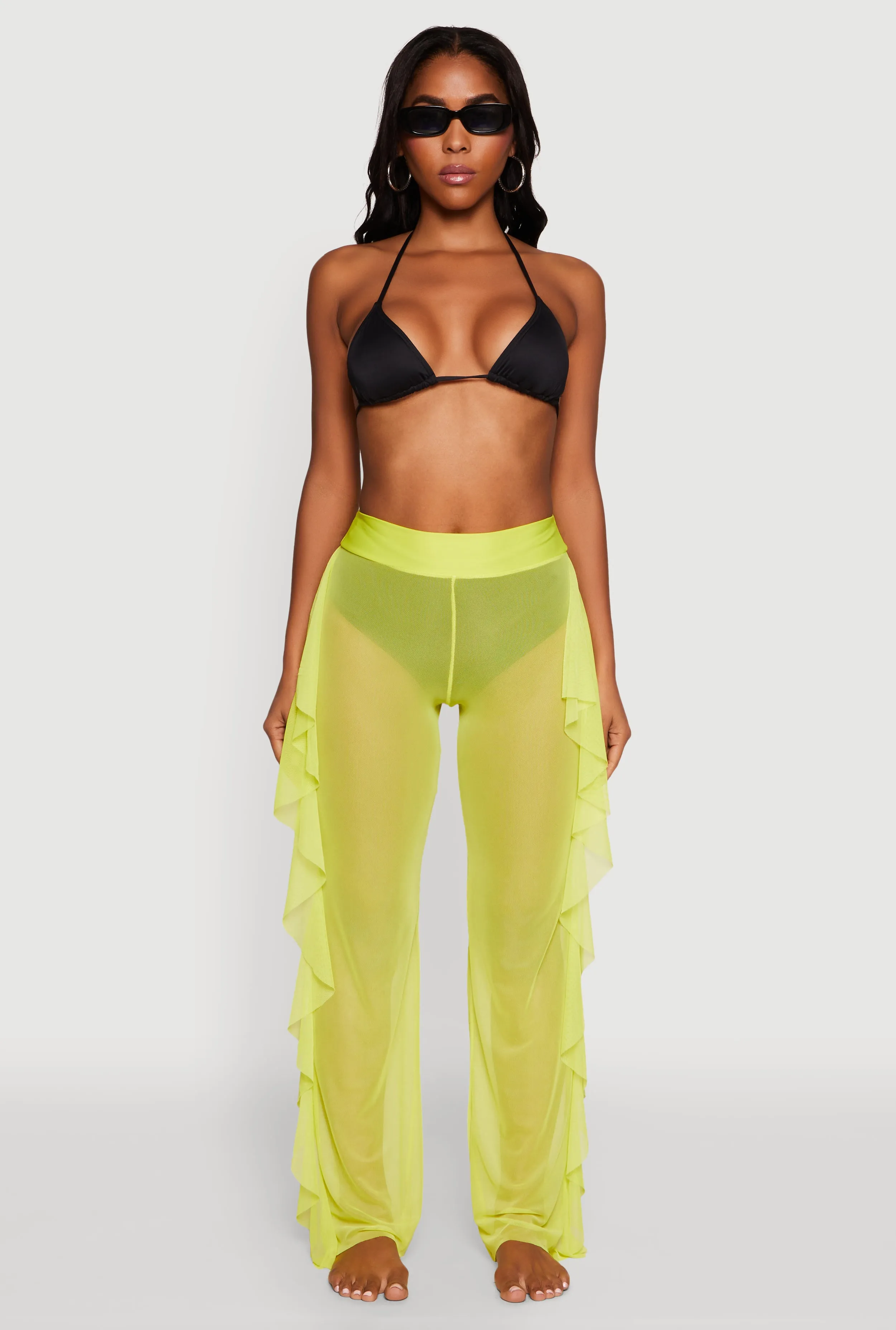 Ruffle Trim High Waisted Cover Up Pants sold by Rainbow product image thumbnail 2