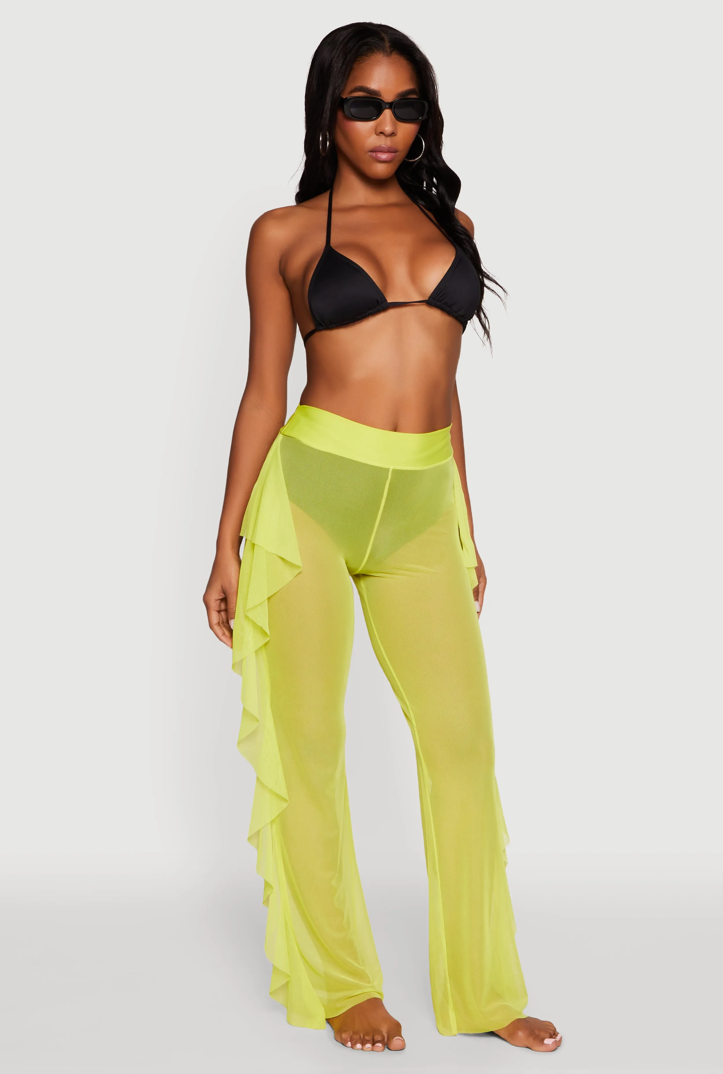 Ruffle Trim High Waisted Cover Up Pants sold by Rainbow