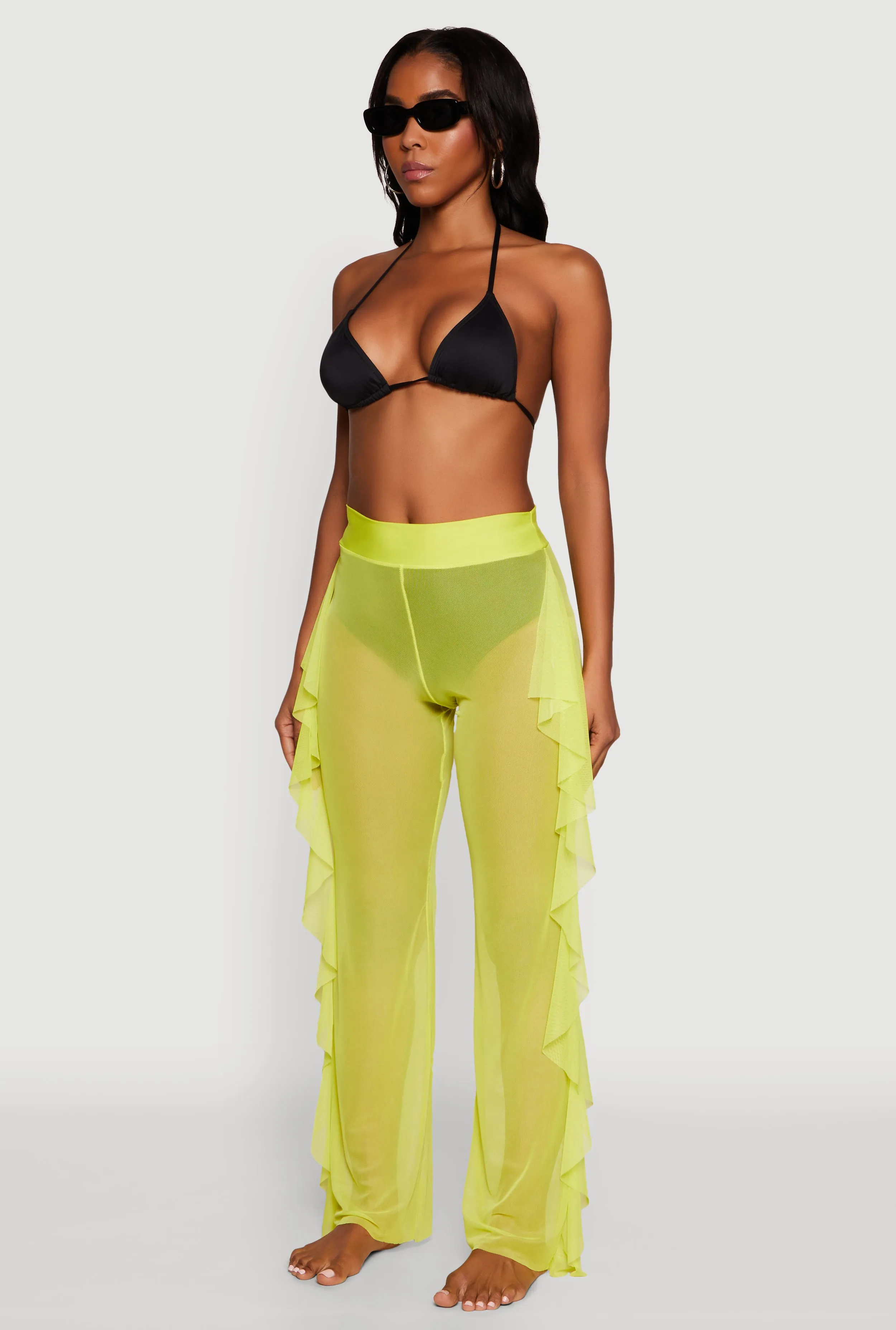 Ruffle Trim High Waisted Cover Up Pants sold by Rainbow product image thumbnail 3