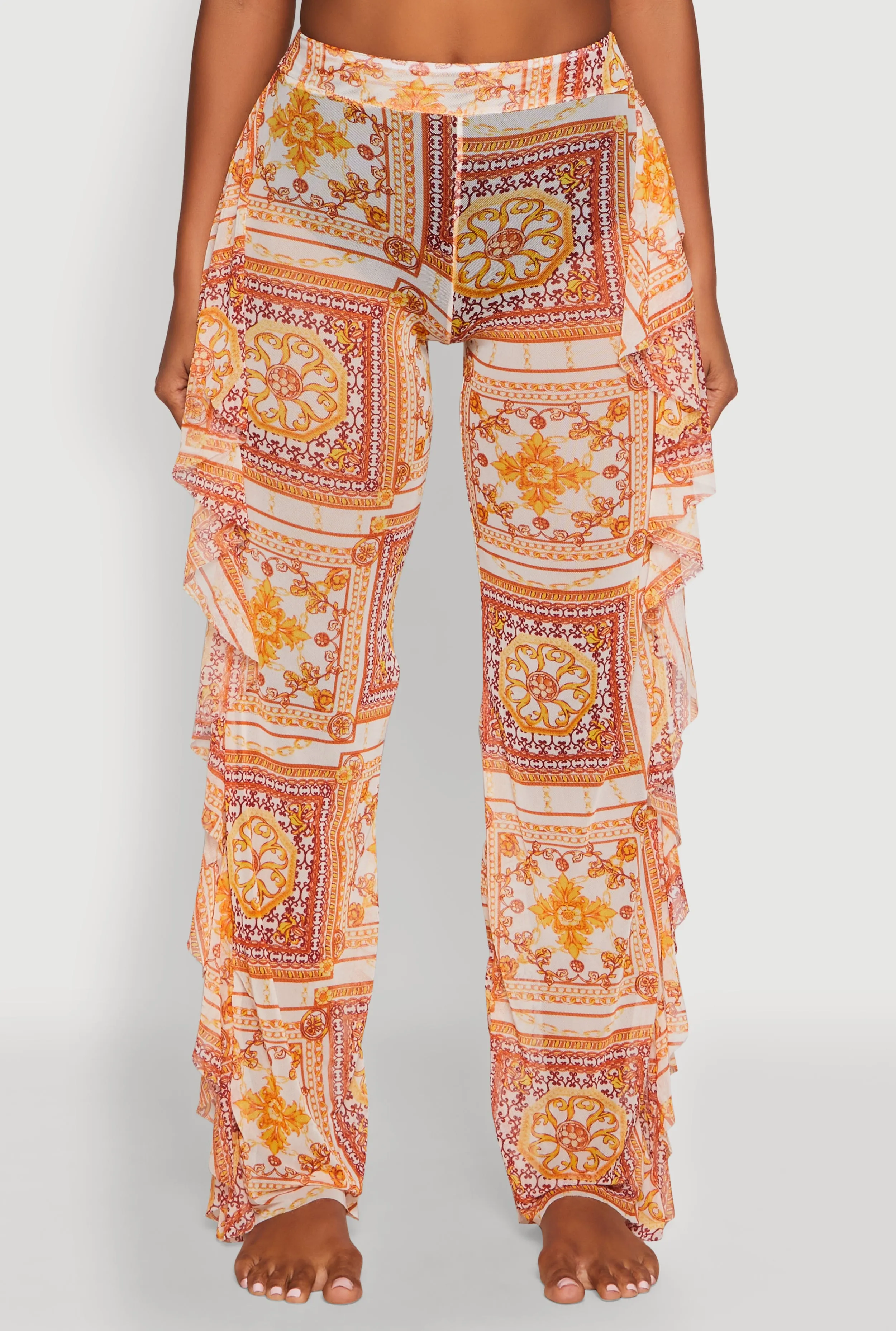 Printed Pattern Ruffle Trim Cover Up Pants sold by Rainbow product image thumbnail 5