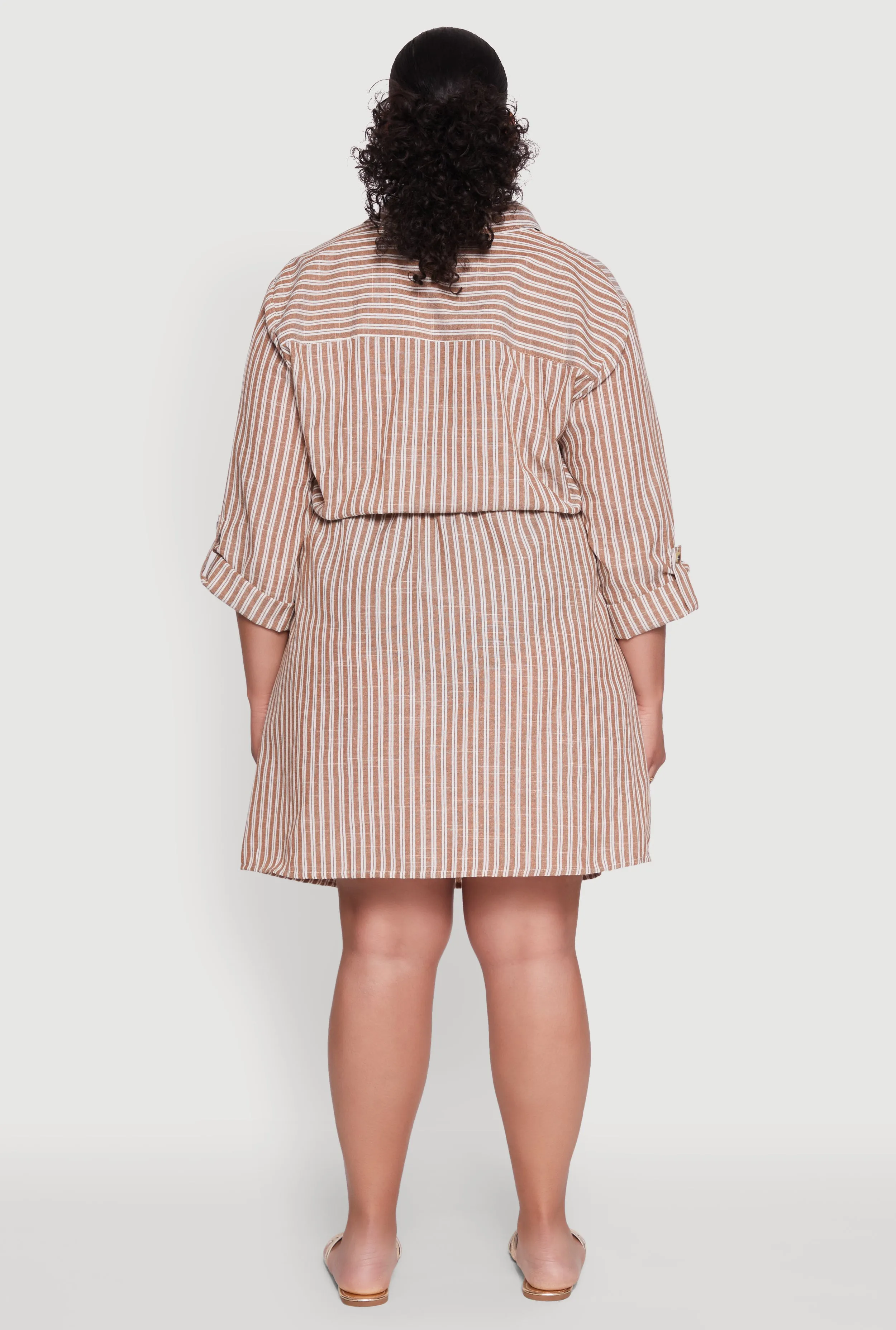 Plus Size Half Button Striped Shirt Dress sold by Rainbow product image thumbnail 5