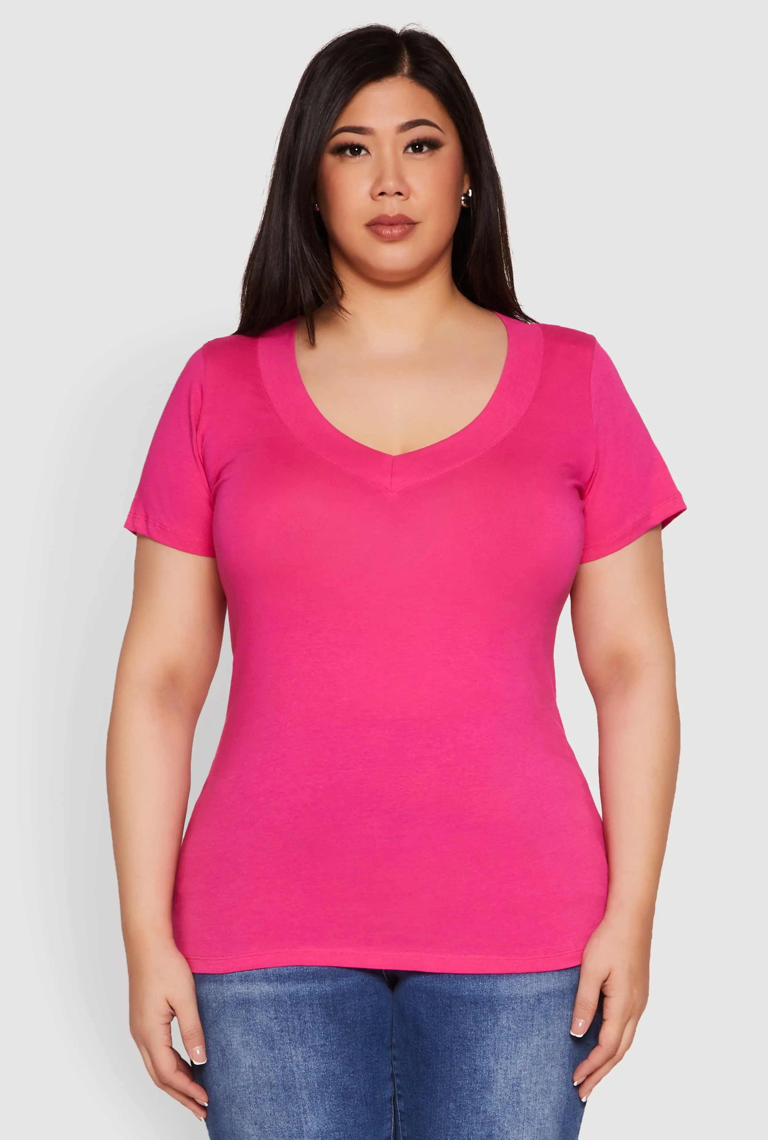 Plus Size V Neck Short Sleeve Tee sold by Rainbow product image thumbnail 2