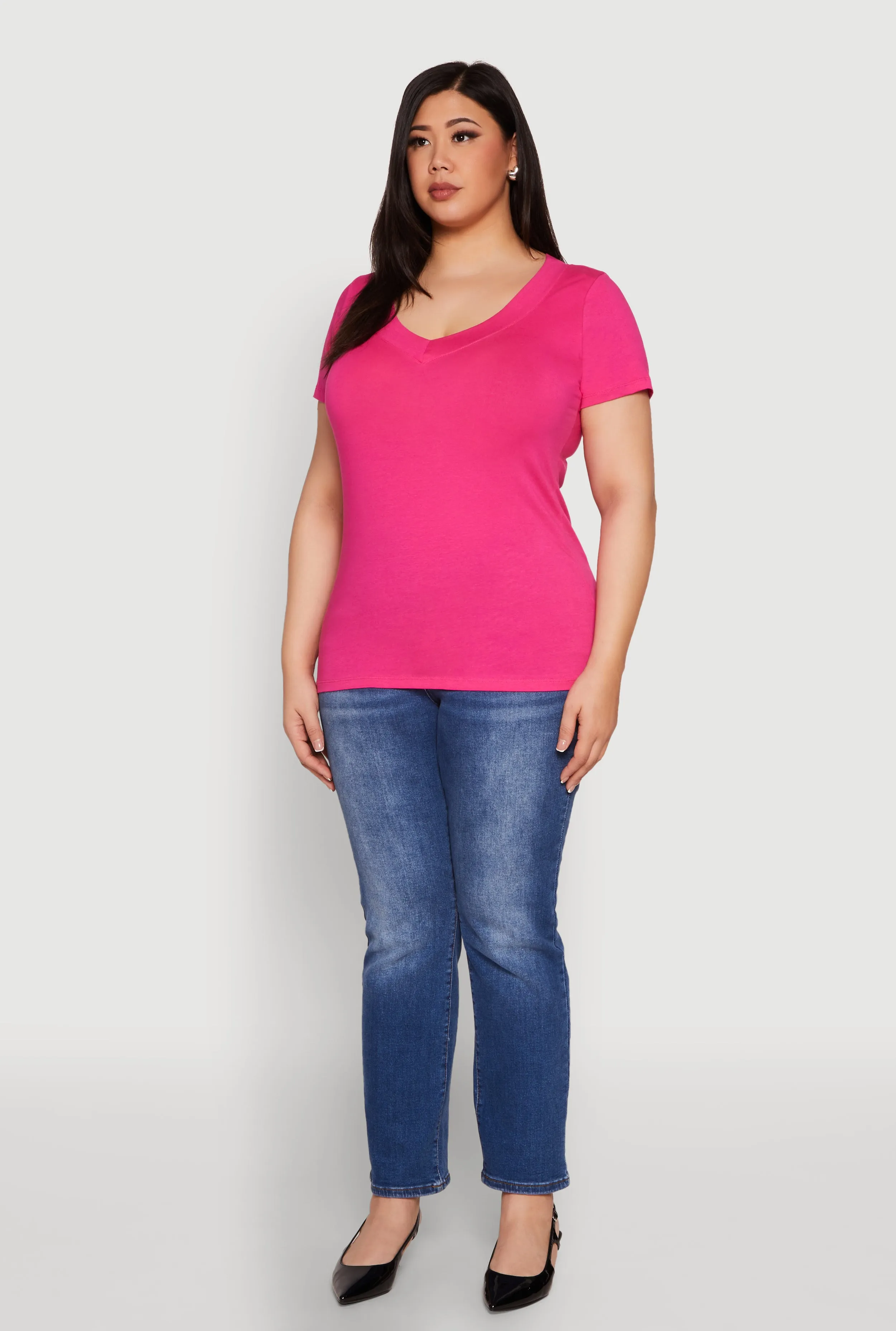 Plus Size V Neck Short Sleeve Tee sold by Rainbow product image thumbnail 5