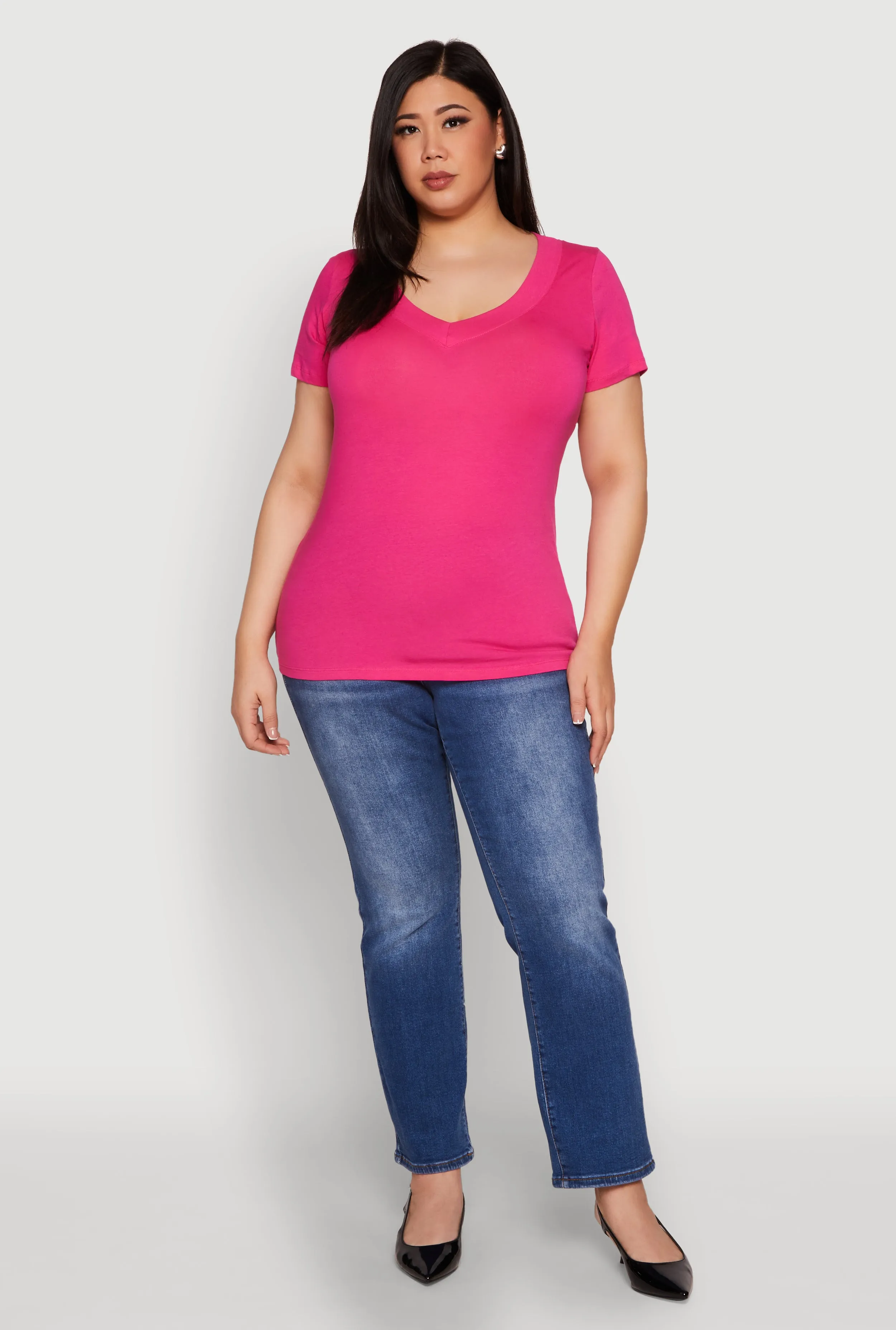 Plus Size V Neck Short Sleeve Tee sold by Rainbow product image thumbnail 3