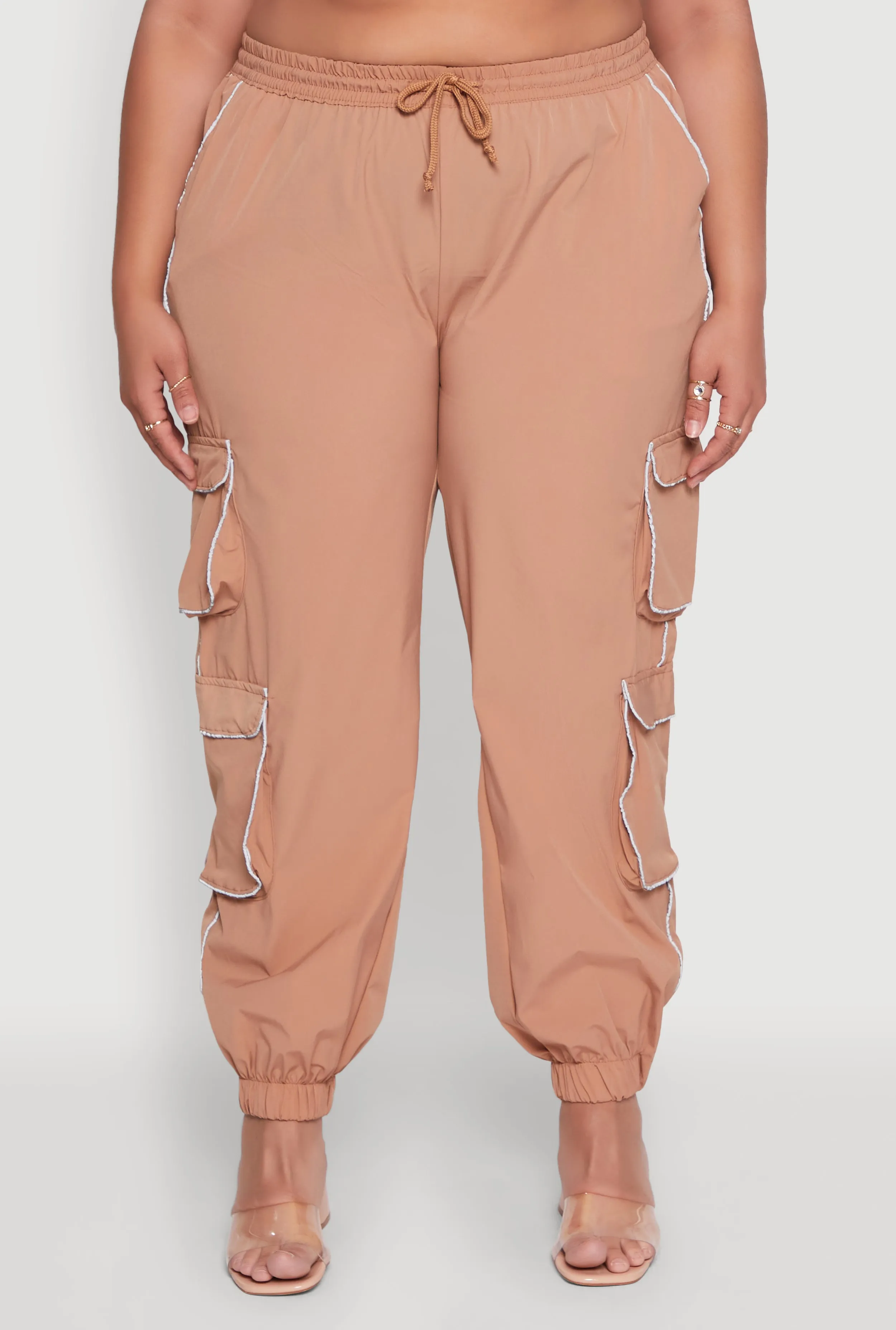 Plus Size Drawstring Cargo Pocket Joggers sold by Rainbow product image thumbnail 3