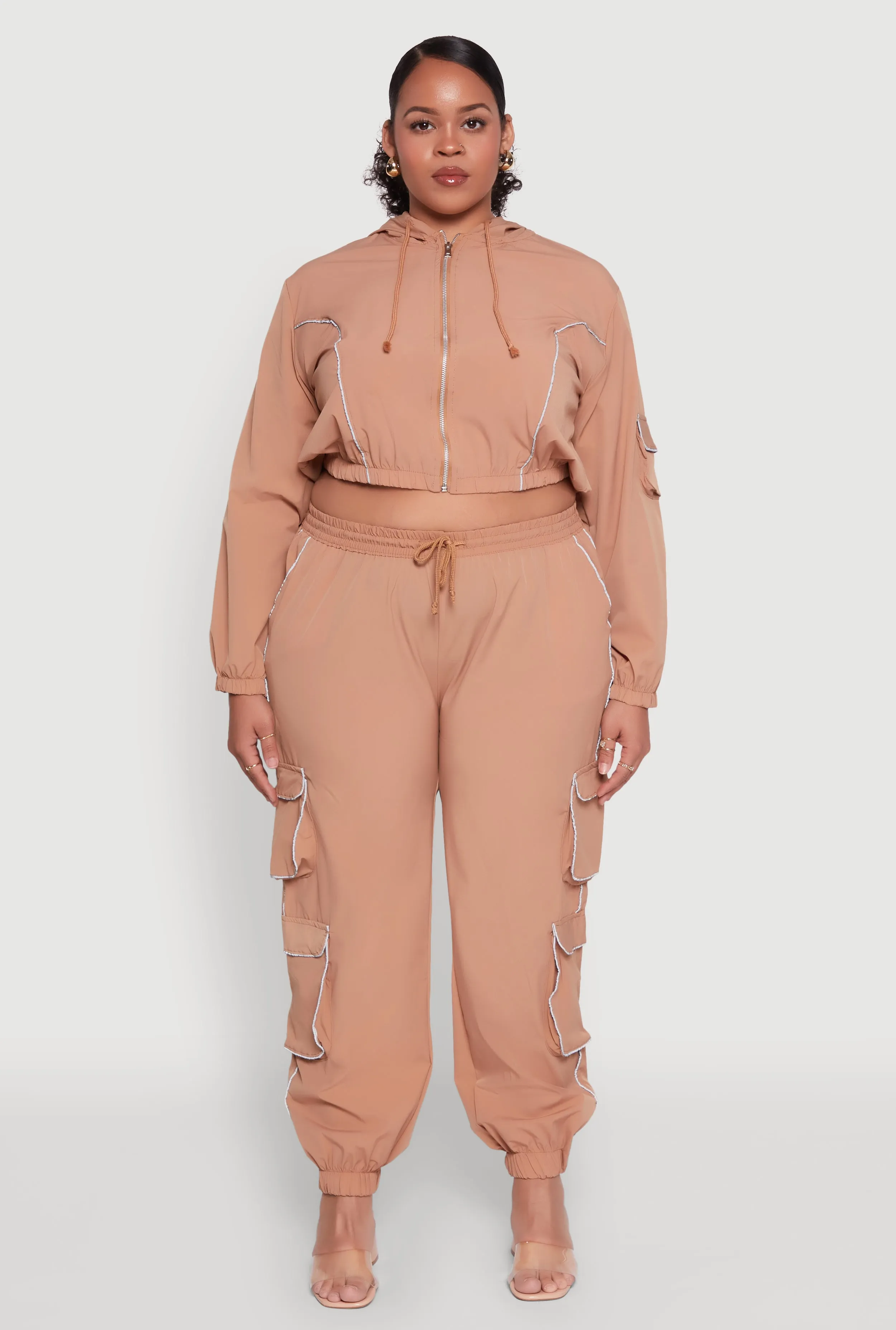 Plus Size Drawstring Cargo Pocket Joggers sold by Rainbow product image thumbnail 2