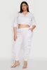 Plus Size Cargo Pocket Sleeve Cropped Track Jacket sold by Rainbow
