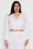 Plus Size Cargo Pocket Sleeve Cropped Track Jacket sold by Rainbow