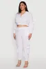 Plus Size Cargo Pocket Sleeve Cropped Track Jacket sold by Rainbow