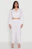 Plus Size Cargo Pocket Sleeve Cropped Track Jacket sold by Rainbow