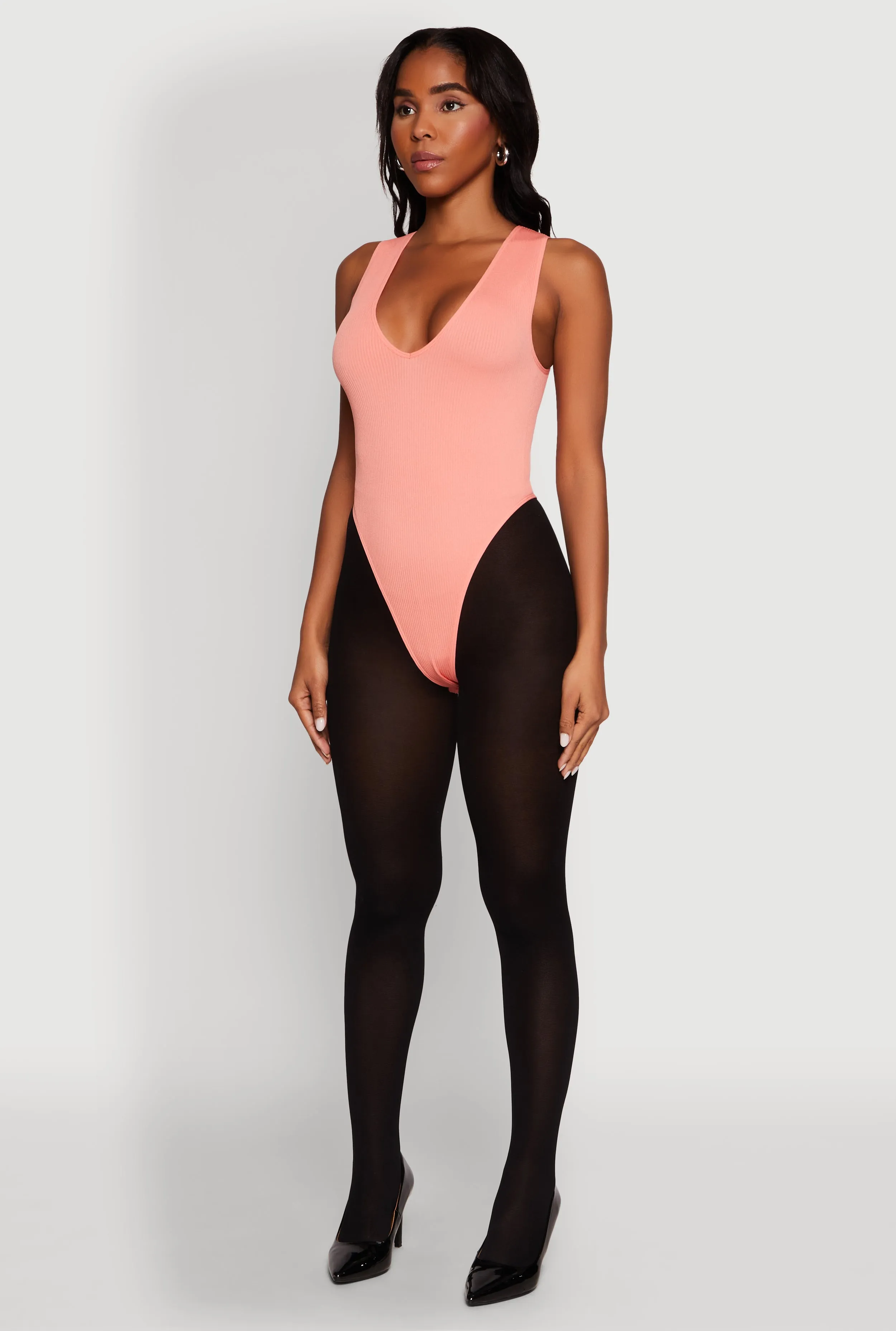 Seamless V Neck Thong Bodysuit sold by Rainbow product image thumbnail 5
